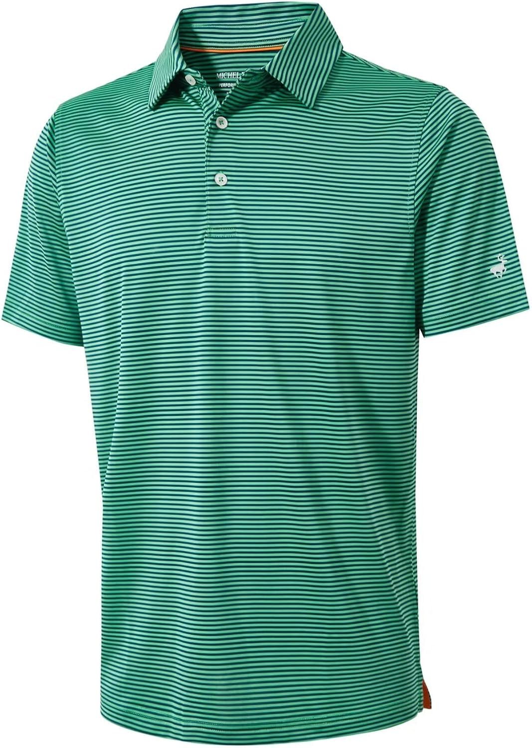 Golf Shirts for Boys Short Sleeve Moisture Wicking Dry Fit Performance Kids Youth Sport Striped Boys Polo Shirts