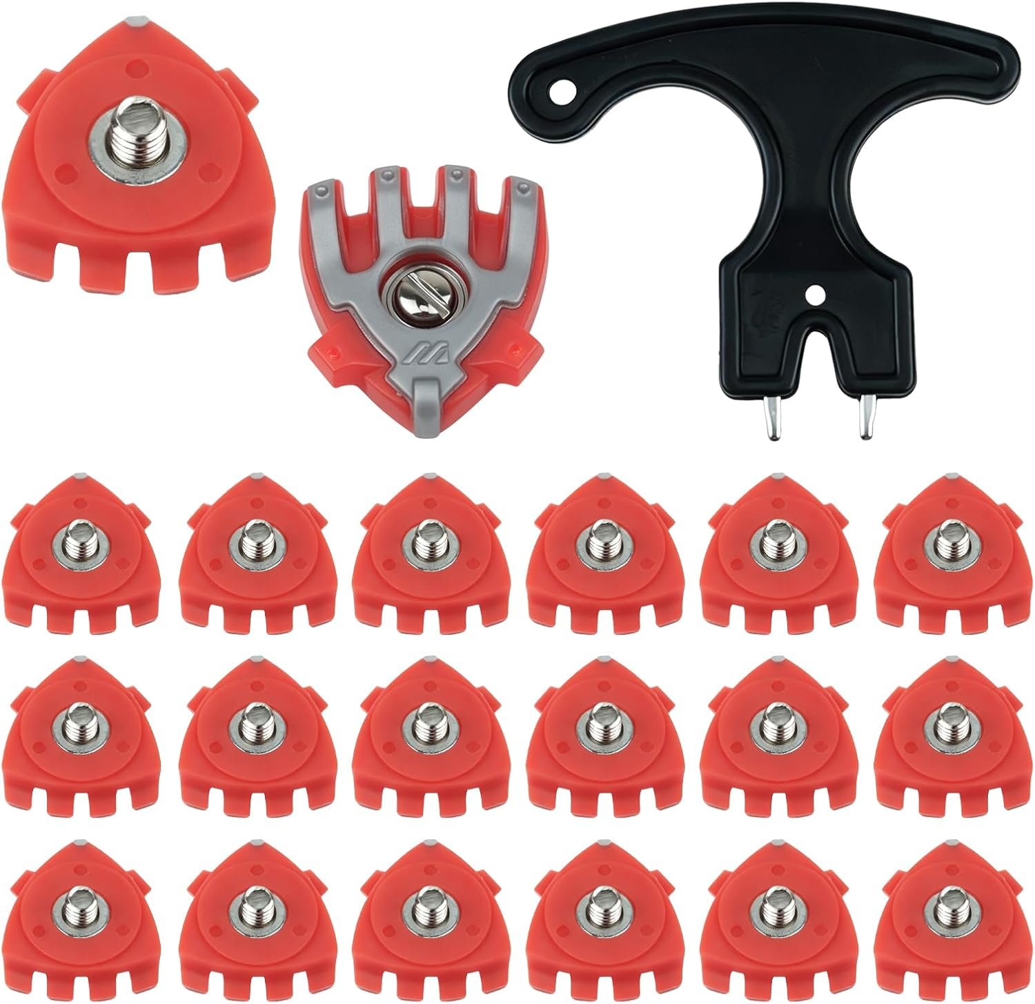21PCS Golf Shoe Spikes Replacement with Spanner, 6mm Thread Screw Golf Cleats,Rubber Anti-Slip Golf Spikes Compatible with Footjoy adidas Nike Golf Shoes