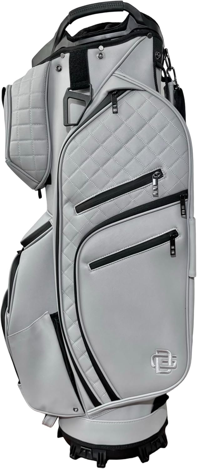 14 Way Golf Cart Bag – Premium Lightweight Cart Golf Bag with Full Length Dividers, 12 Pockets, Cooler Pocket & Rain Hood – Tour Inspired Design by Detroit Golf Co.