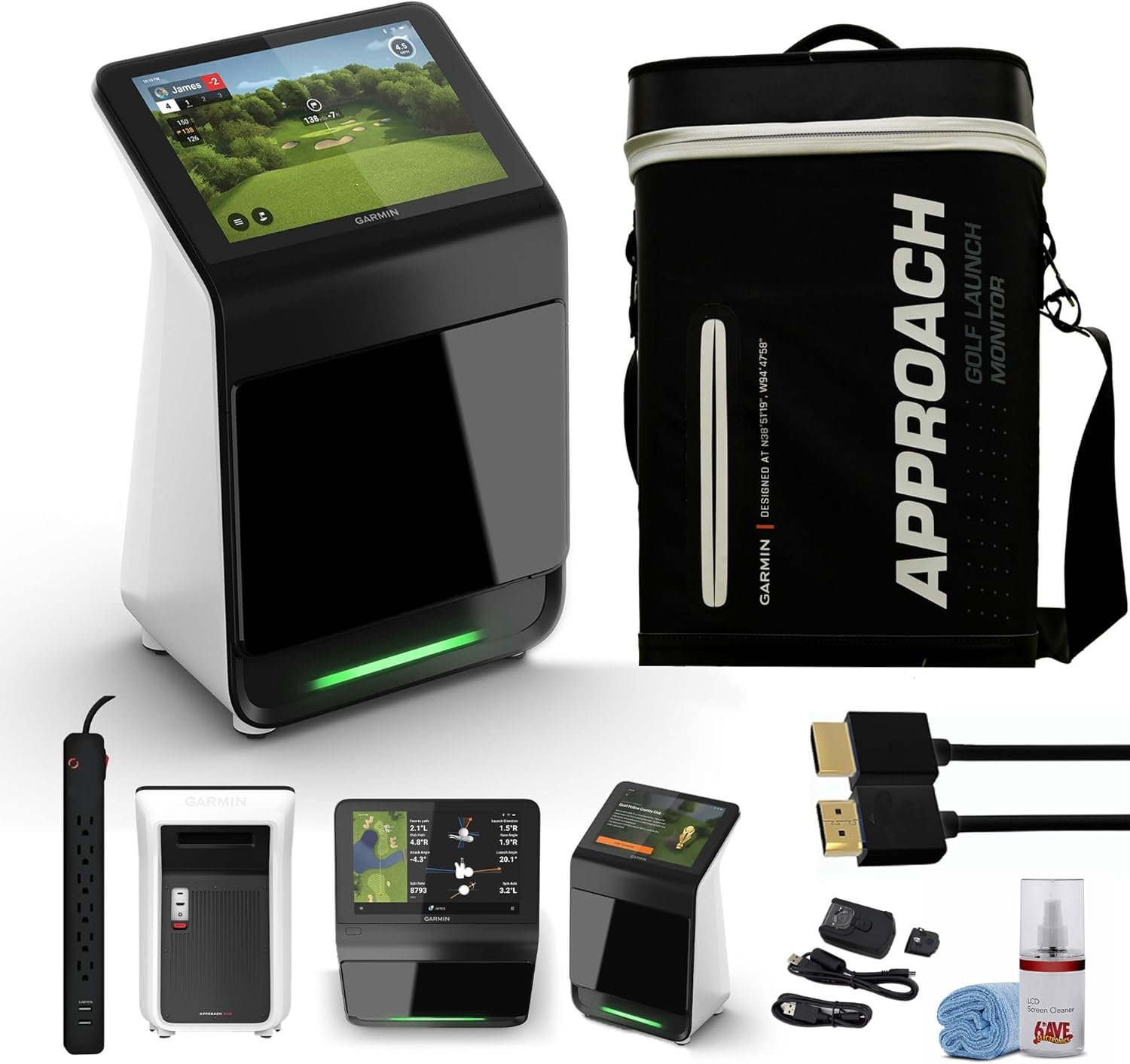 Garmin Approach R50 Premium Golf Launch Monitor and Simulators with Carrying Case, Advanced Ball and Club Metrics with A Built-in 10” Color Touchscreen Display Bundle + More Accessories
