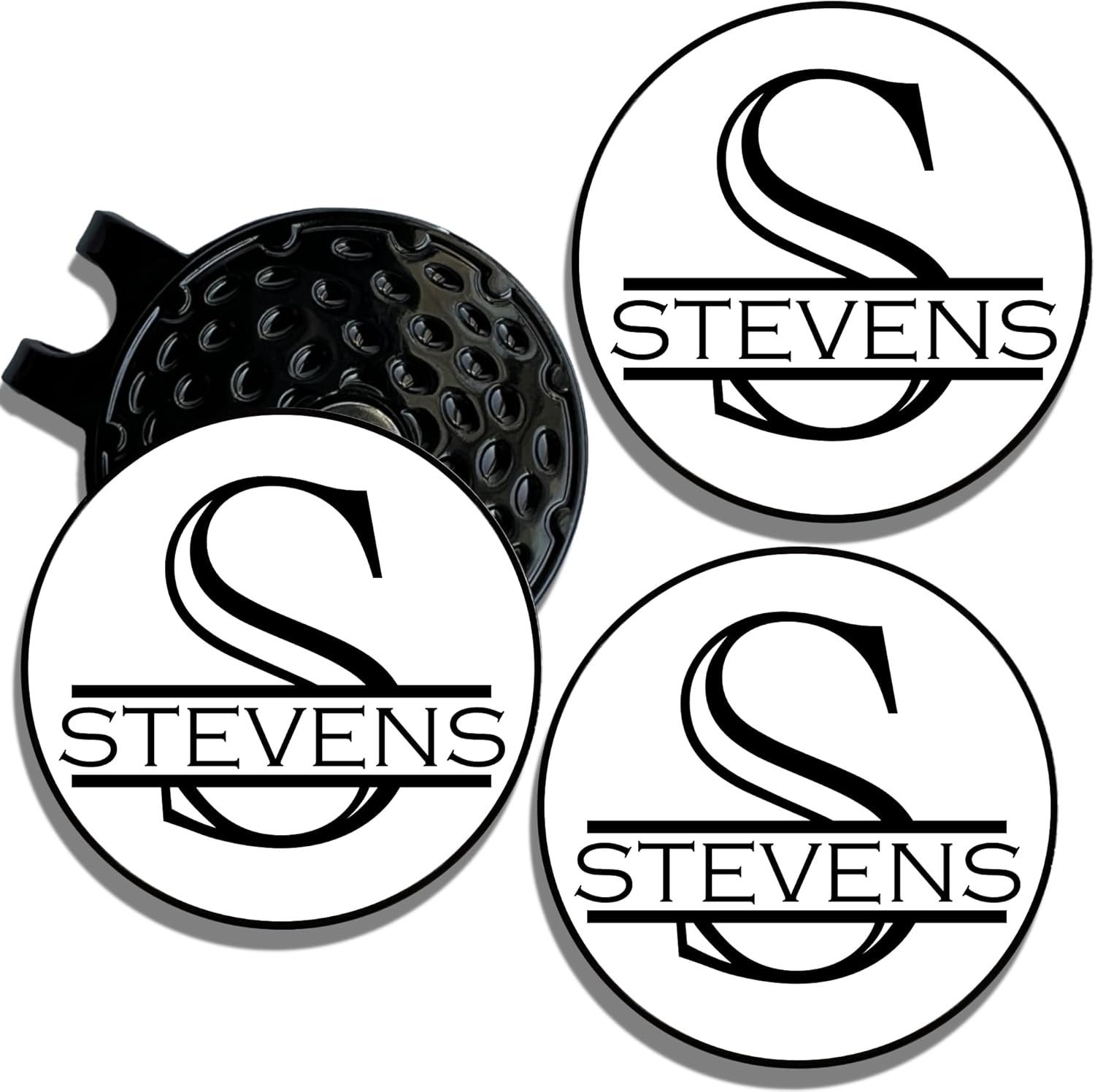 Personalized Golf Ball Marker Hat Clip Set | 1 Magnetic Clip + 3 Ball Markers | Golf Marker Magnetic Hat Clips | Monogrammed Golf Gifts | Golf Accessories for Men & Womens Golf Markers