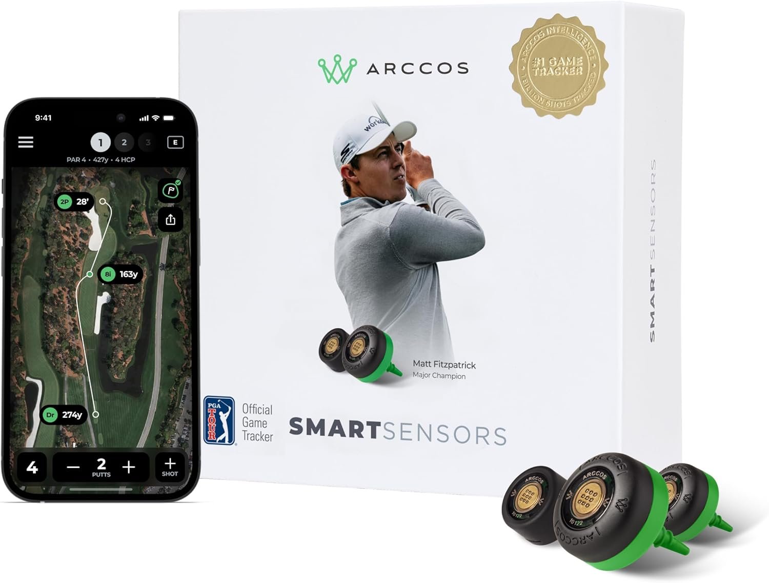 Arccos Smart Sensors: Automatic Golf Game Tracking System, A.I. Powered GPS Rangefinder & Smart Club Distances