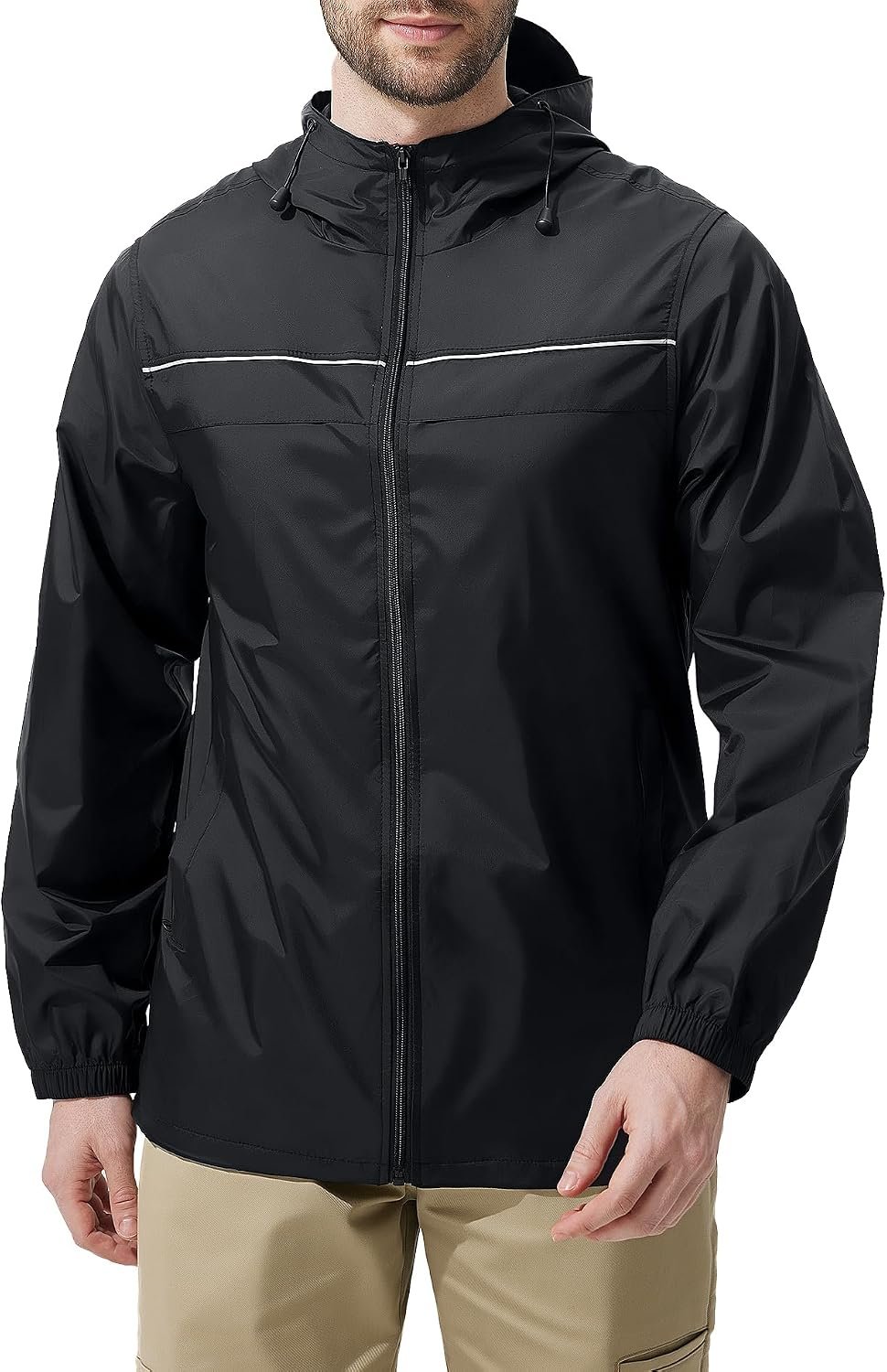 ZITY Mens Rain Jacket with Lining Waterproof Lightweight Rain Coats Packable Hooded Windbreaker for Hiking Golf Cycling