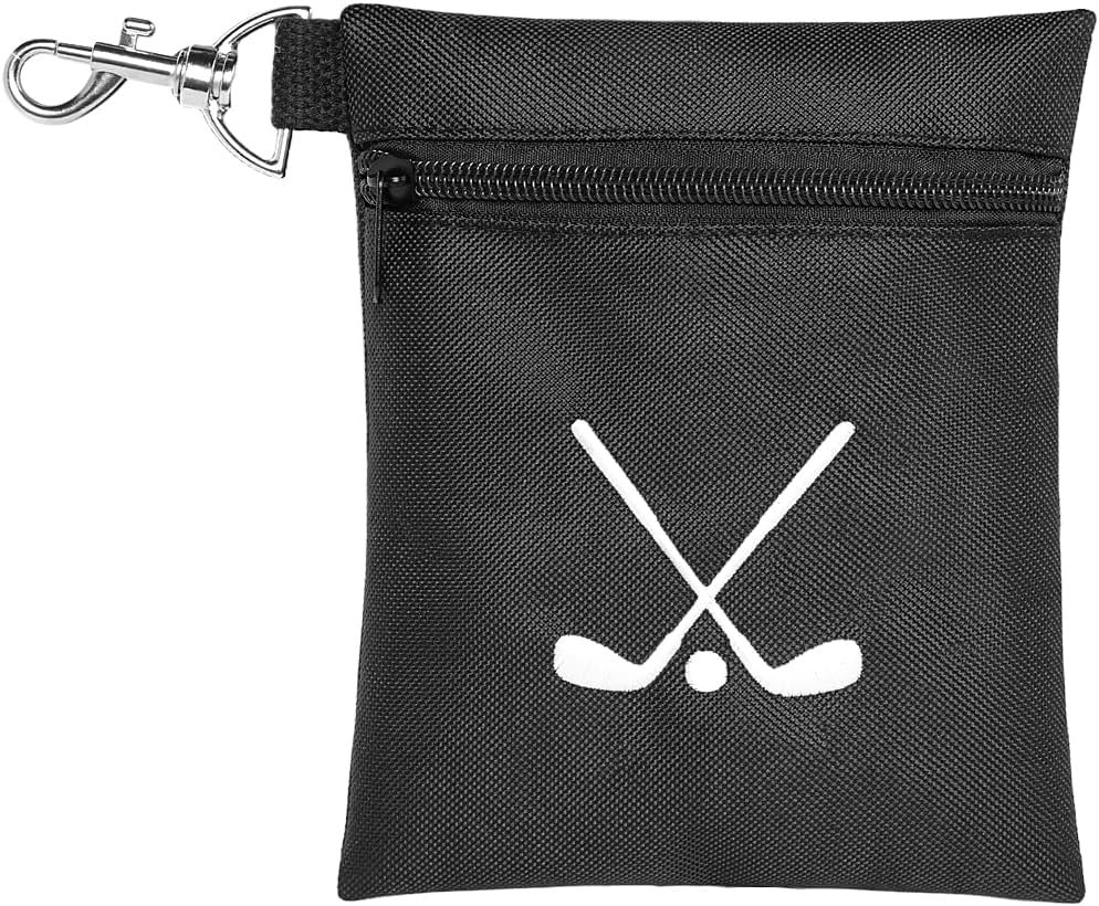 Golf Tee Bag, Waterproof Golf Tee Pouch with Rotating Clip, 6.9×5.4” Zipper Valuables Pouch, Portable Golf Ball Holder Accessories Storage Bags for Men Women