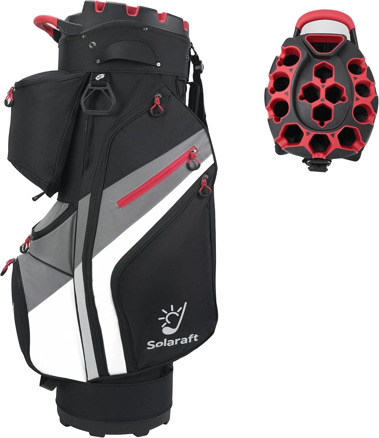 14-Way Golf Cart Bag with Full Length Divider, Waterproof T-Lock Silent Molded Top, Insulated Cooler Pocket & Umbrella Holder for Men Women