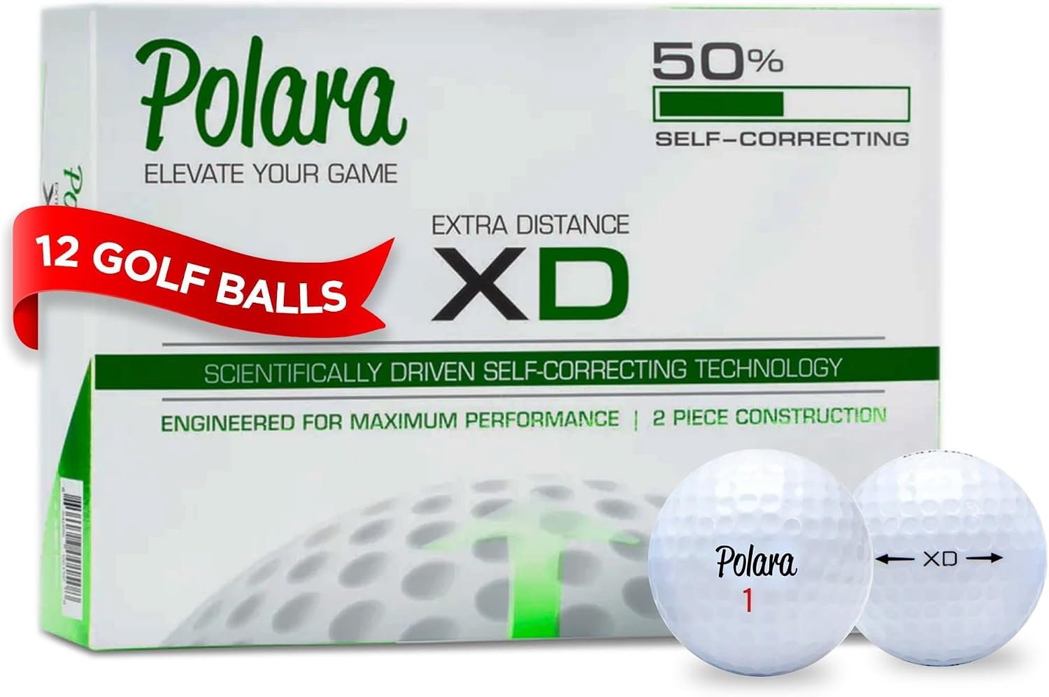 Polara Self-Correcting Golf Balls – High-Performance Golf Balls with Soft Feel, Anti-Slice & Hook Correction, Exceeds USGA Limits, Dimple Design for Maximum Distance, Golf Accessories for Men & Women