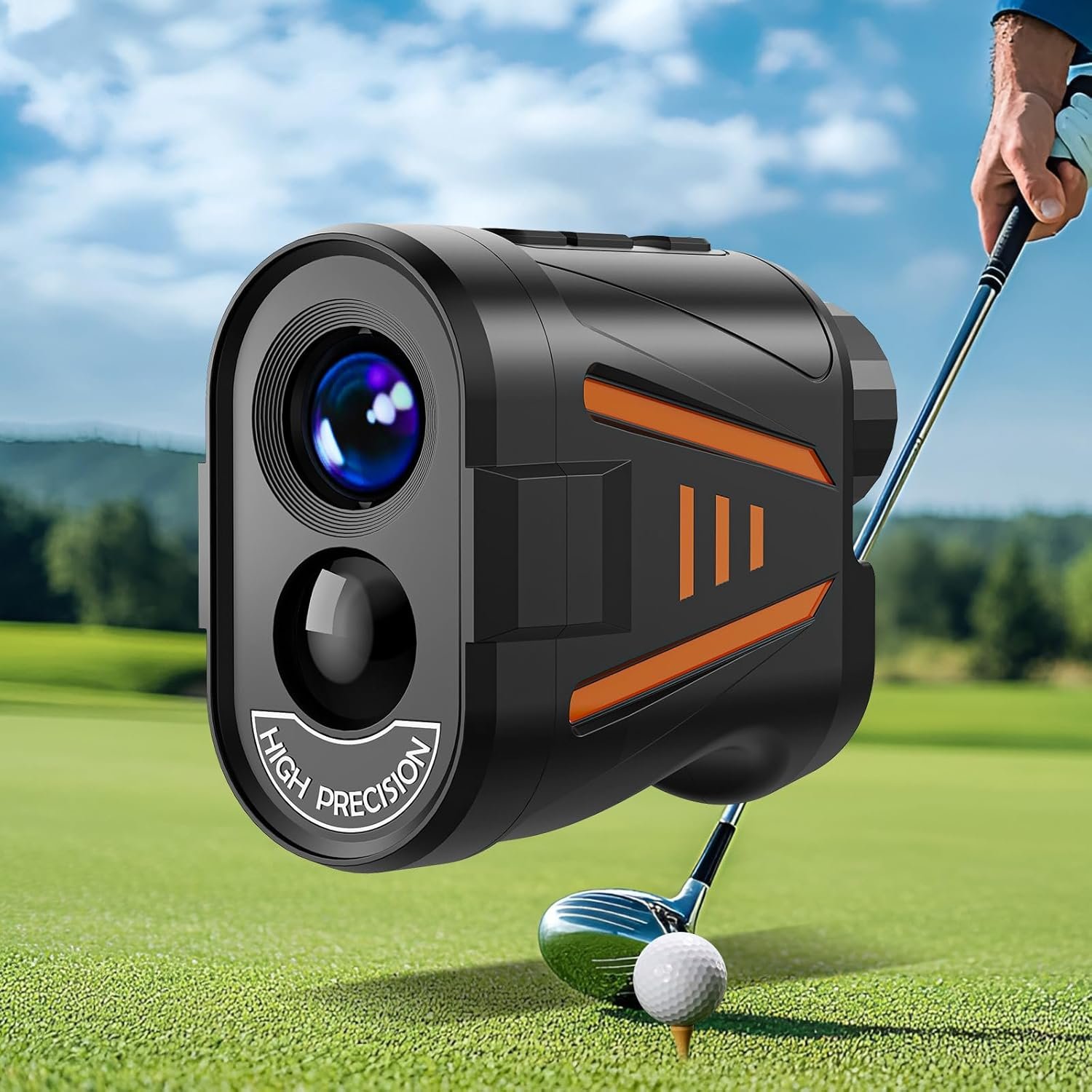 Golf Rangefinder with Slope Compensation Mode, 1800 Yards Golf Laser Rangefinder, 6X Magnification for Distance Angle Height Measurement, Magnetic Stripe, Water Resistant, Flag Pole Locking Vibration