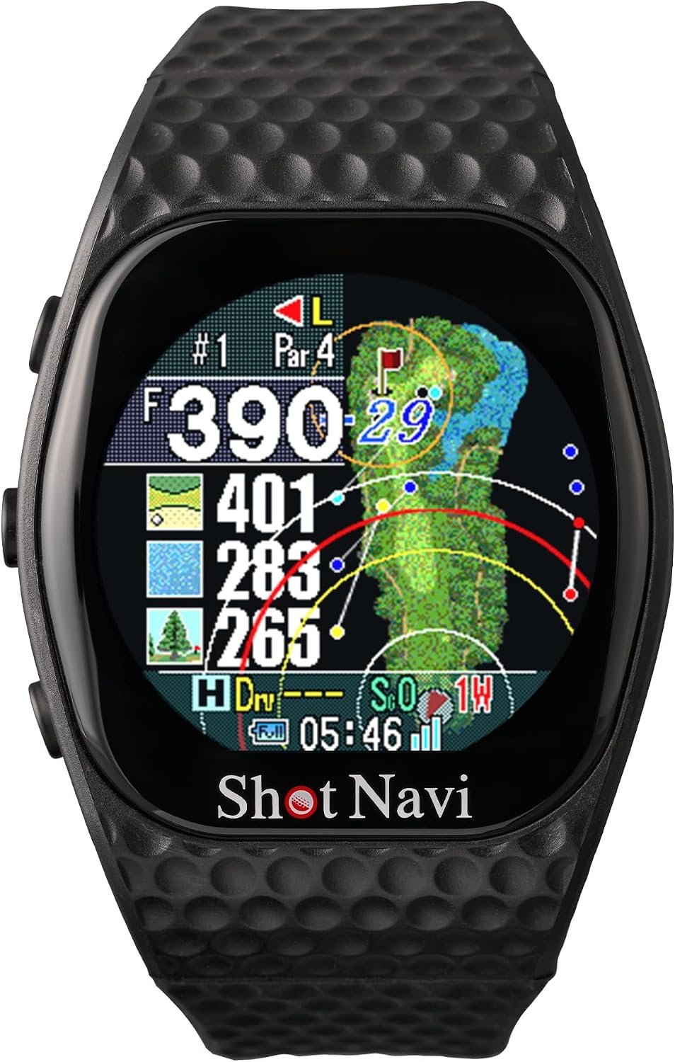 Golf GPS Watch, Shot Navi Infinity Touch – 1.2in Touchscreen, Dynamic Green Eye, Auto Shot Detection, 60000+ Courses Worldwide, Ultra-Light 50g, M10 GPS, Made in Japan (Black)