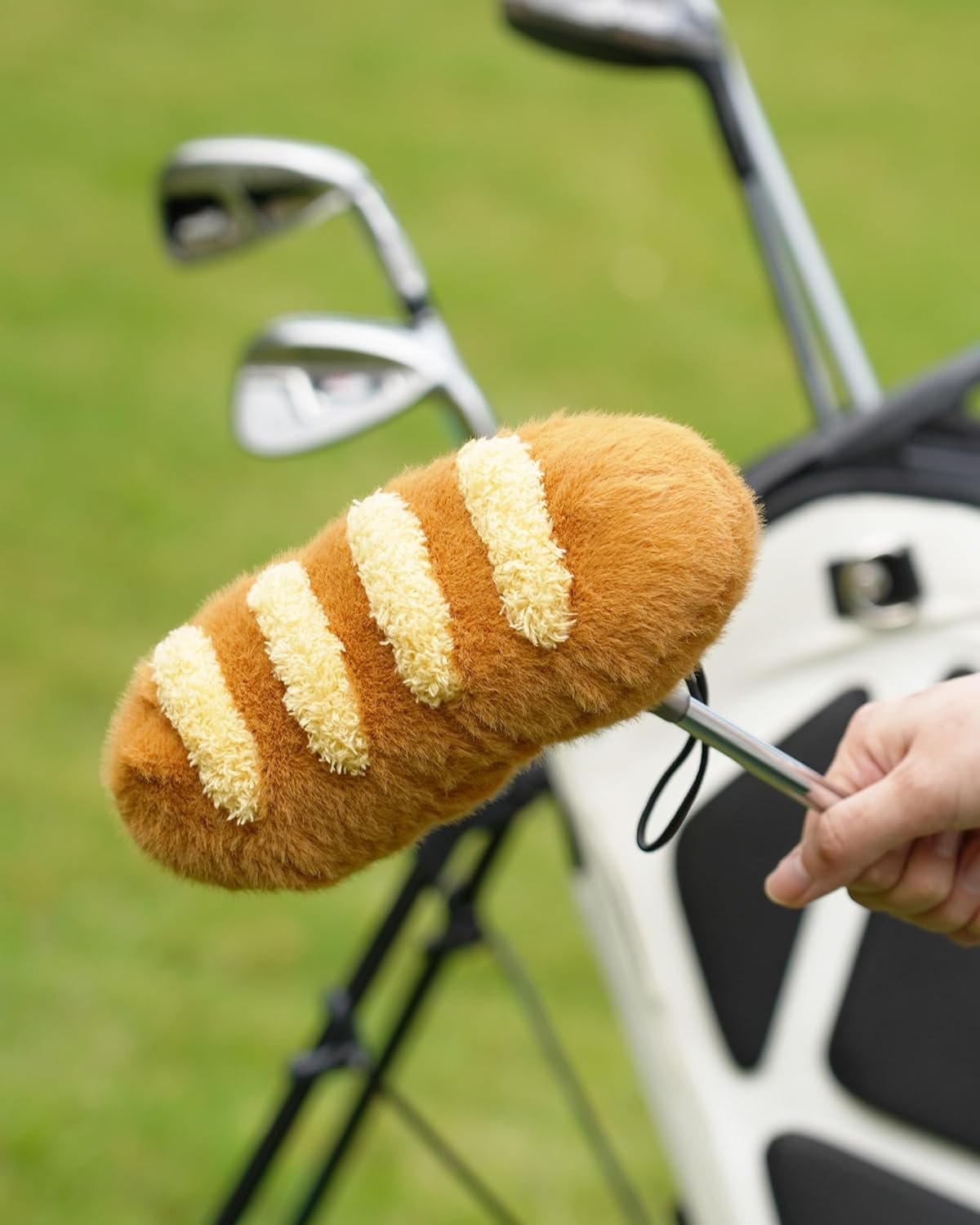 Big Teeth French Baguette Funny Putter Cover, Plush Baguette Bread Novelty Golf Club Covers, Fit Blade Putter Mid Mallet Putter and Hybrid Clubs, Drawstring Closure