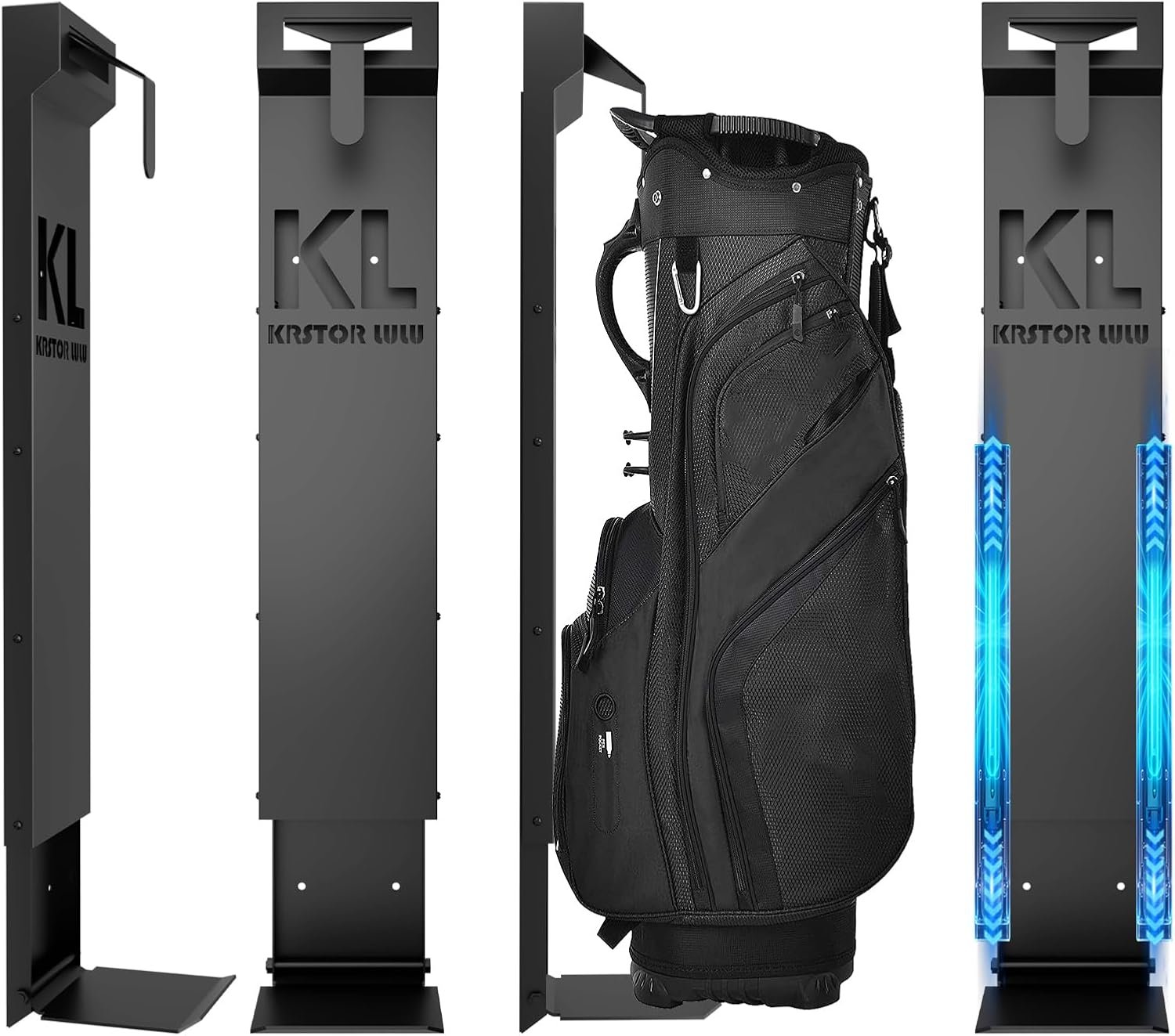 Wall Mount Golf Bag Storage Stand for Garage, Carbon Steel Silent Sliding Rail Golf Bag Holder Wall Mount Rack, Golf Bag Storage Organizer for Golfing Clubs, Home, Basement – 1 Piece