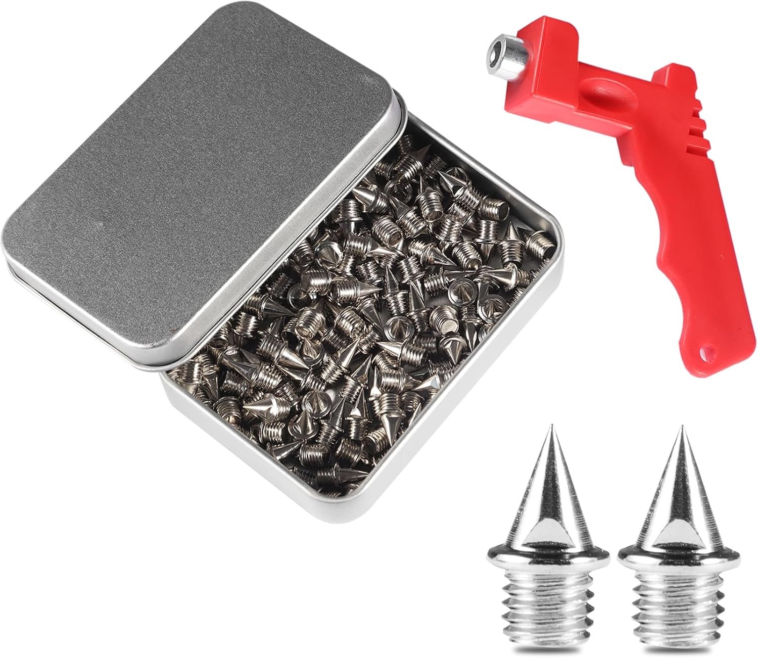E-TING 120pcs 1/4 Inch Track Spikes, Stainless Steel Track and Cross Country Spikes Golf Shoes Spikes with Spike Wrench, Replacement Spikes for Sprint Sports Short Running Shoes