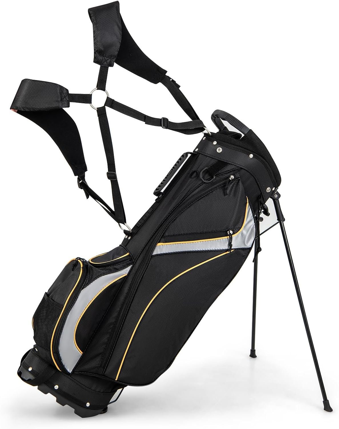 ULTIMATE 8-Way Golf Stand Bag, 4.5 LBS Lightweight Portable Golf Bag with Top Dividers, 7 Pockets, Cooler Bag, Rain Hood, Ergonomic Dual Strap System and Carry Handles for Men&Women