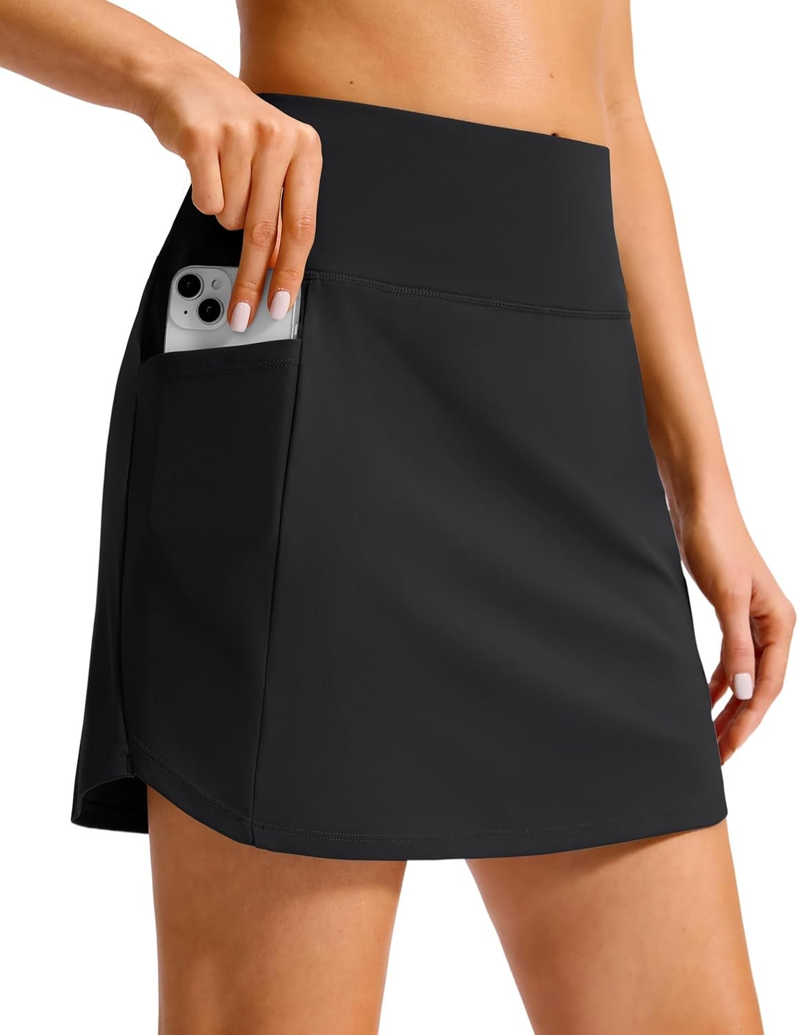 SANTINY 16” Skorts for Woman with 4 Side Pockets High Waisted Stretch Pickleball Athletic Skirts Casual Tennis Golf Skirts
