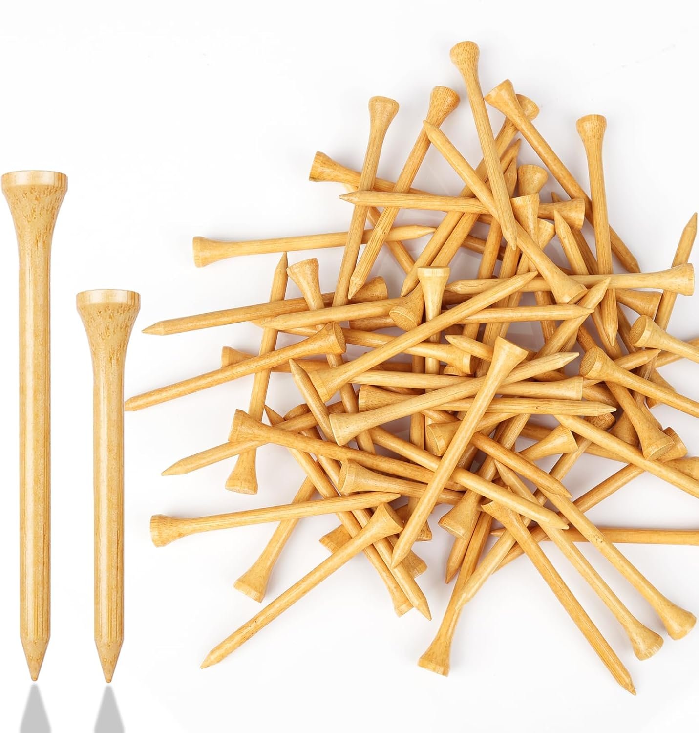 Bamboo Golf Tees 200 Pack, 2-3/4″, 3-1/4″ Available, Reduce Friction & Side Spin Premium Golf Tees