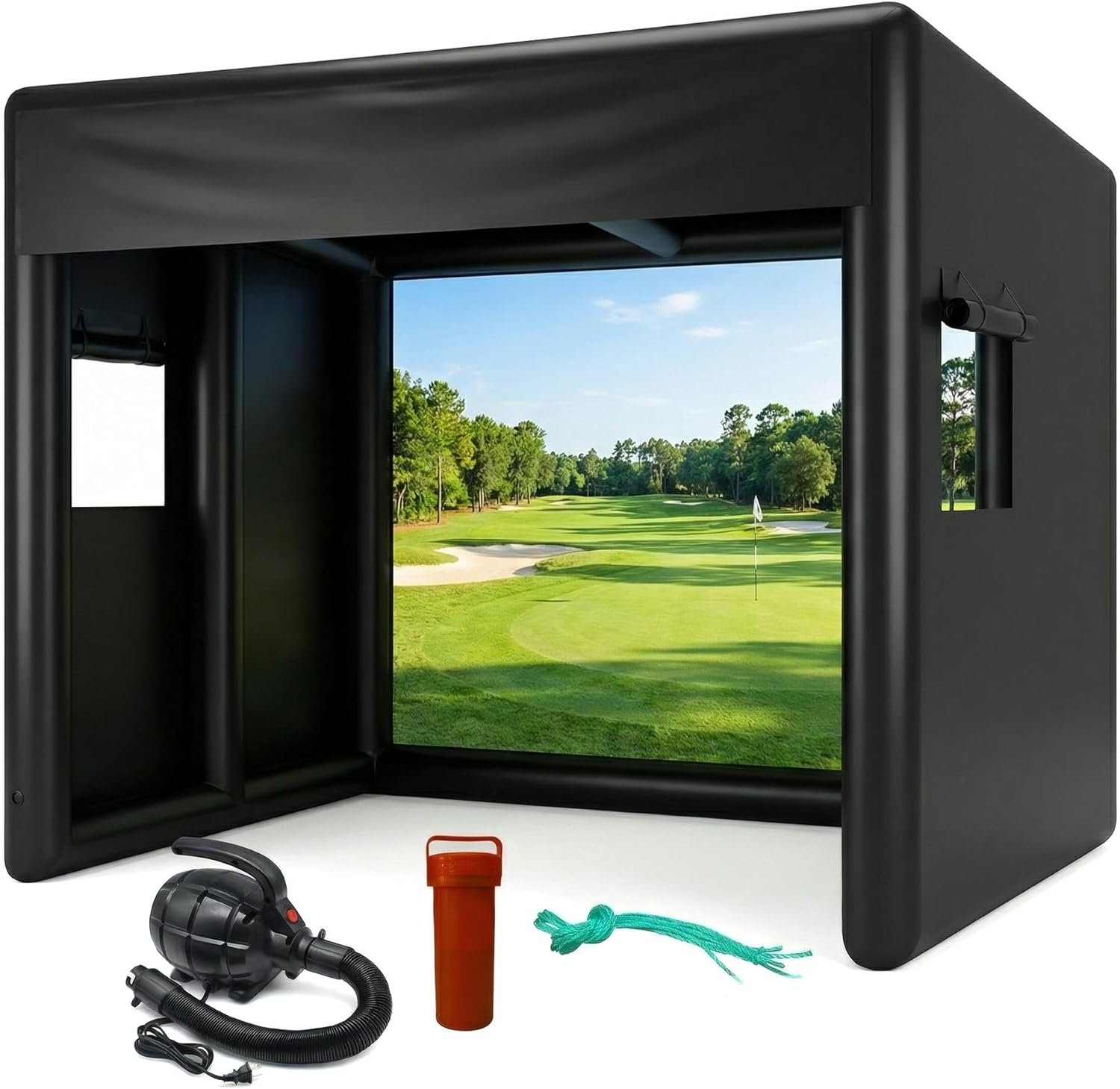 Portable Inflatable Golf Simulator – Large Size 10x13x10 FT Indoor/Outdoor Golf Practice Tent with Projection Screen, Golf Simulator Tent for Home/Indoor/Outdoor/Garage/Office (Projector Not Included)