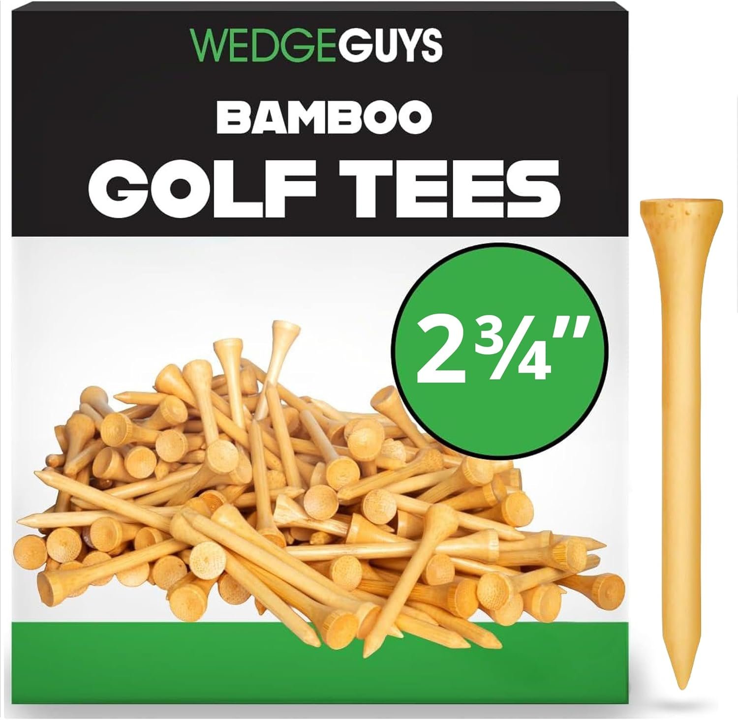 Wedge Guys Bamboo Golf Tees 2-3/4″ & 3-1/4″ | 100,250,500 or 1000 pcs. | Extra Durable & Stronger Than Wood Tees | Biodegradable & Less Friction | PGA Professional Approved, Golf Tees Bulk Bag