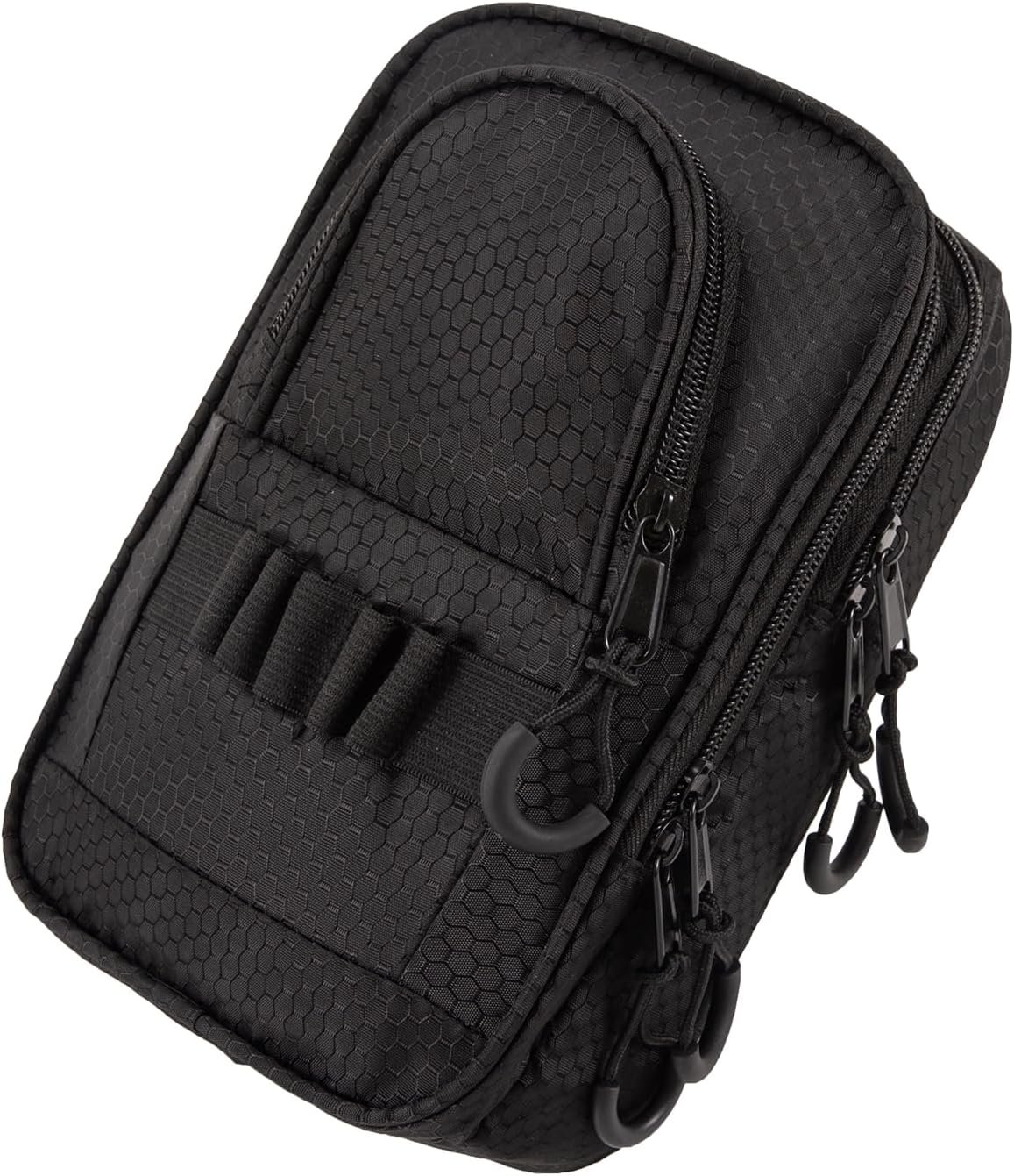Golf Ball Bag Valuables Pouch,Golf Tee Bag Pouch Accessories with Detachable Carabiner Large Capacity Multiple Compartments can Store 12-15 Balls,Tees,Gloves,Mobile Phone and Keys