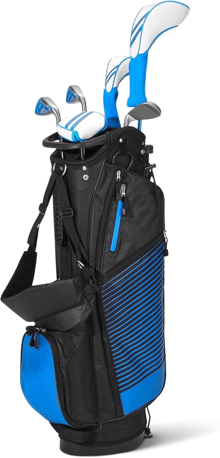 Amazon Basics Golf Club Set, 6- Piece with Stand Bag, Oversized Clubface, Low Center of Gravity