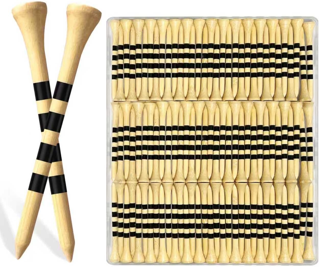 100 Pcs Natural Bamboo Golf Tees, 3-1/4 Inch Biodegradable Tees for Men & Women, Environmentally Friendly for Driving Range & Practice