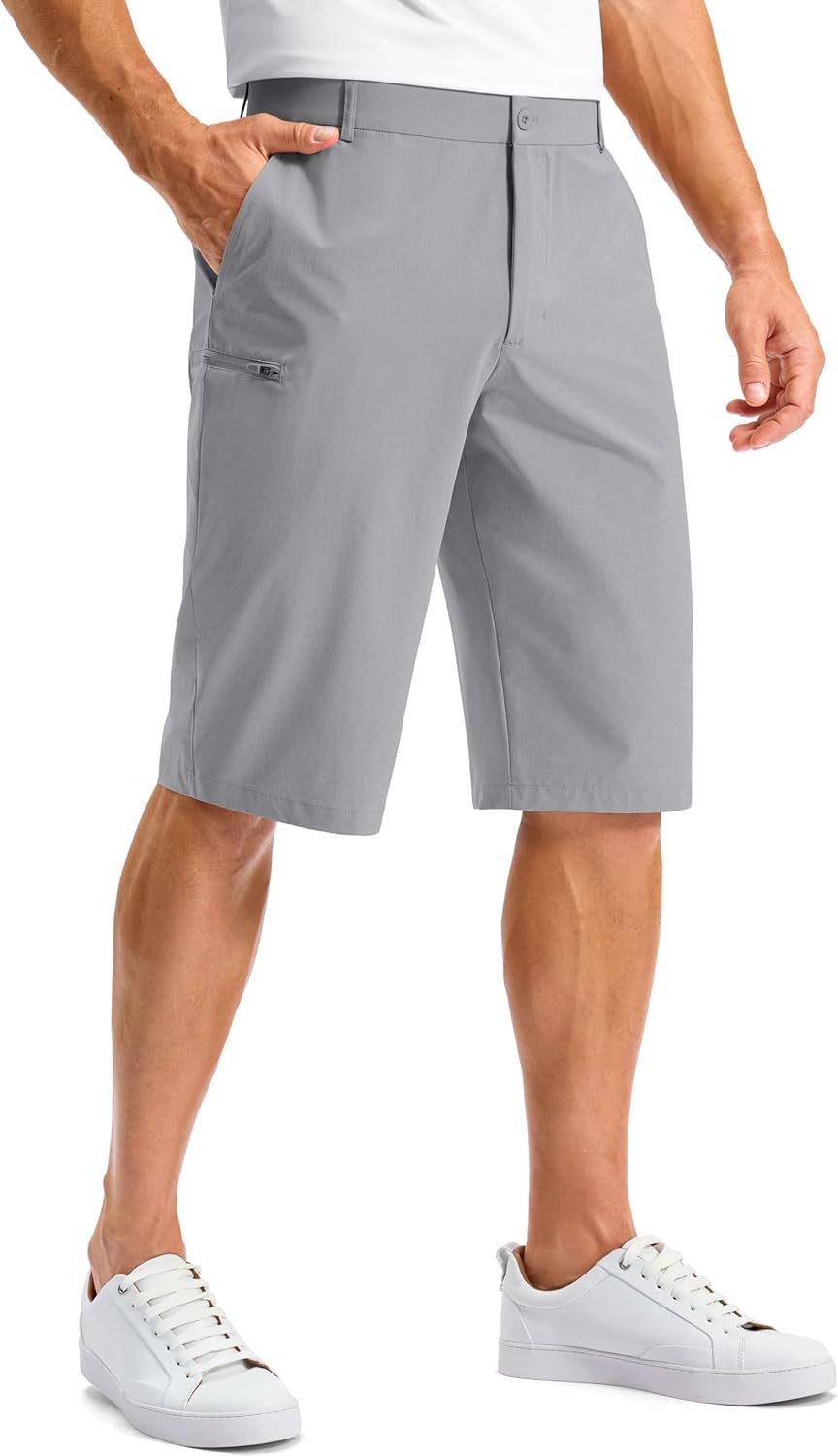 Pudolla Men’s Golf Shorts with 4 Pockets 11″/13″ Long Inseam Lightweight Quick Dry Flat Front Hybrid Shorts for Casual Work