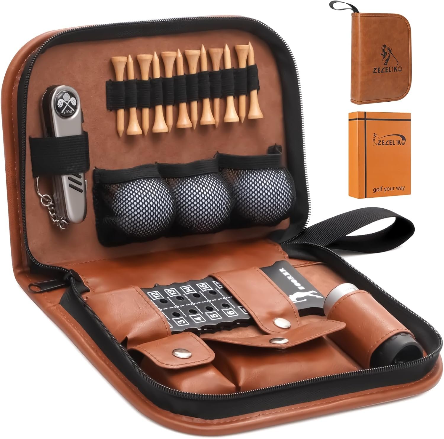 Golf Gifts for Men and Women – Golf Accessory Set (Including rangefinder, Golf Multi-Function Clubs, Golf Balls, Golf Brushes, scorekeeper, Golf shafts, Golf Clips and Gift Boxes)