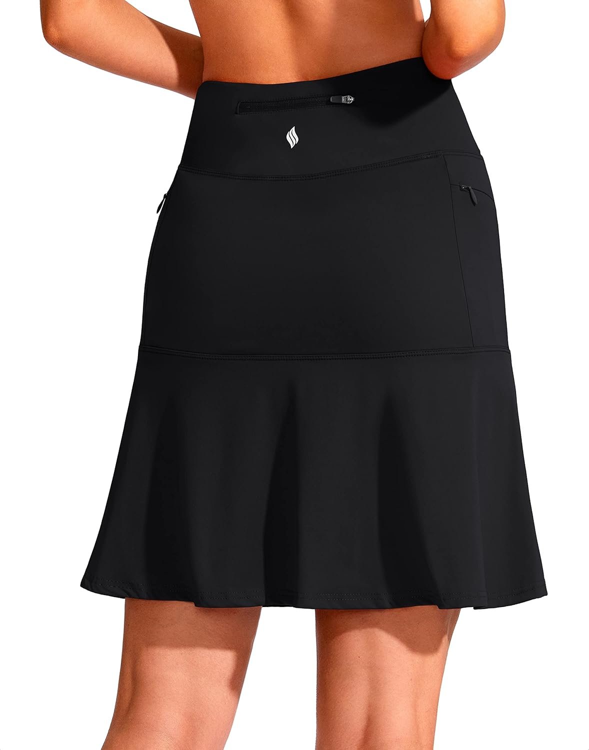 SANTINY 19″ Golf Skorts Skirts for Women Zipper Pockets Knee Length Skort Women’s High Waist Athletic Tennis Skirt