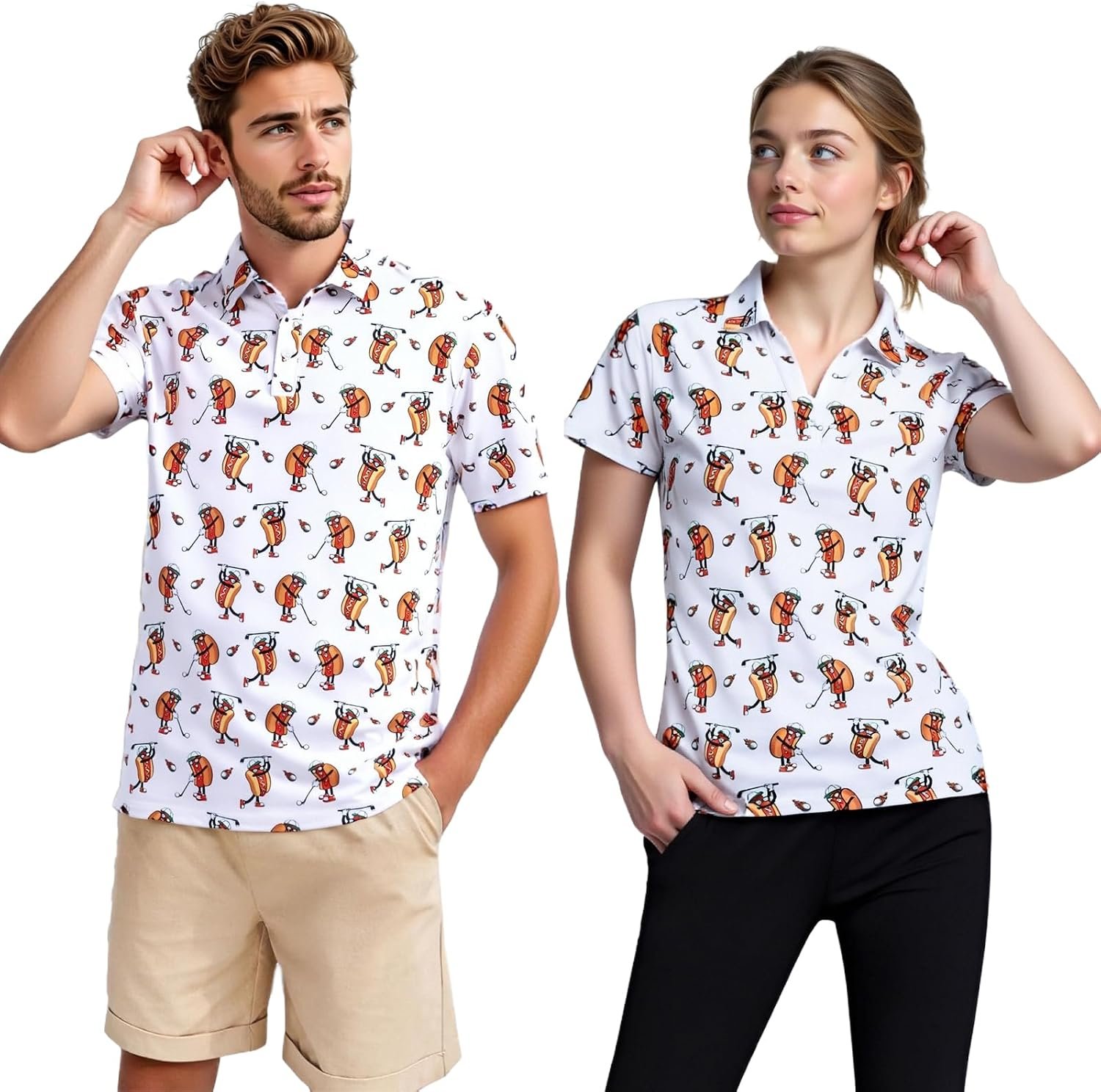 Matching Golf Shirts for Couples Funny Golf Polo Shirts for Men Women Crazy Fun Polo Shirts Couples Matching Outfits