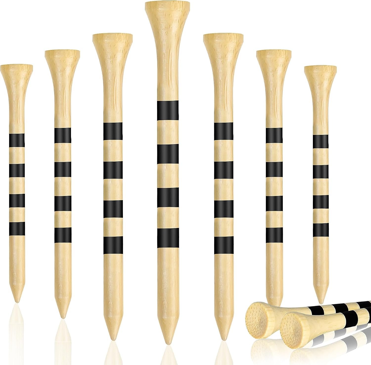 Seticek Natrual Wooden Golf Tees 100 Pack (2-3/4″ & 3-1/4″ Available) Biodegradable Bamboo Golf Tees,More Sturdy and Stable,Natural/White Color