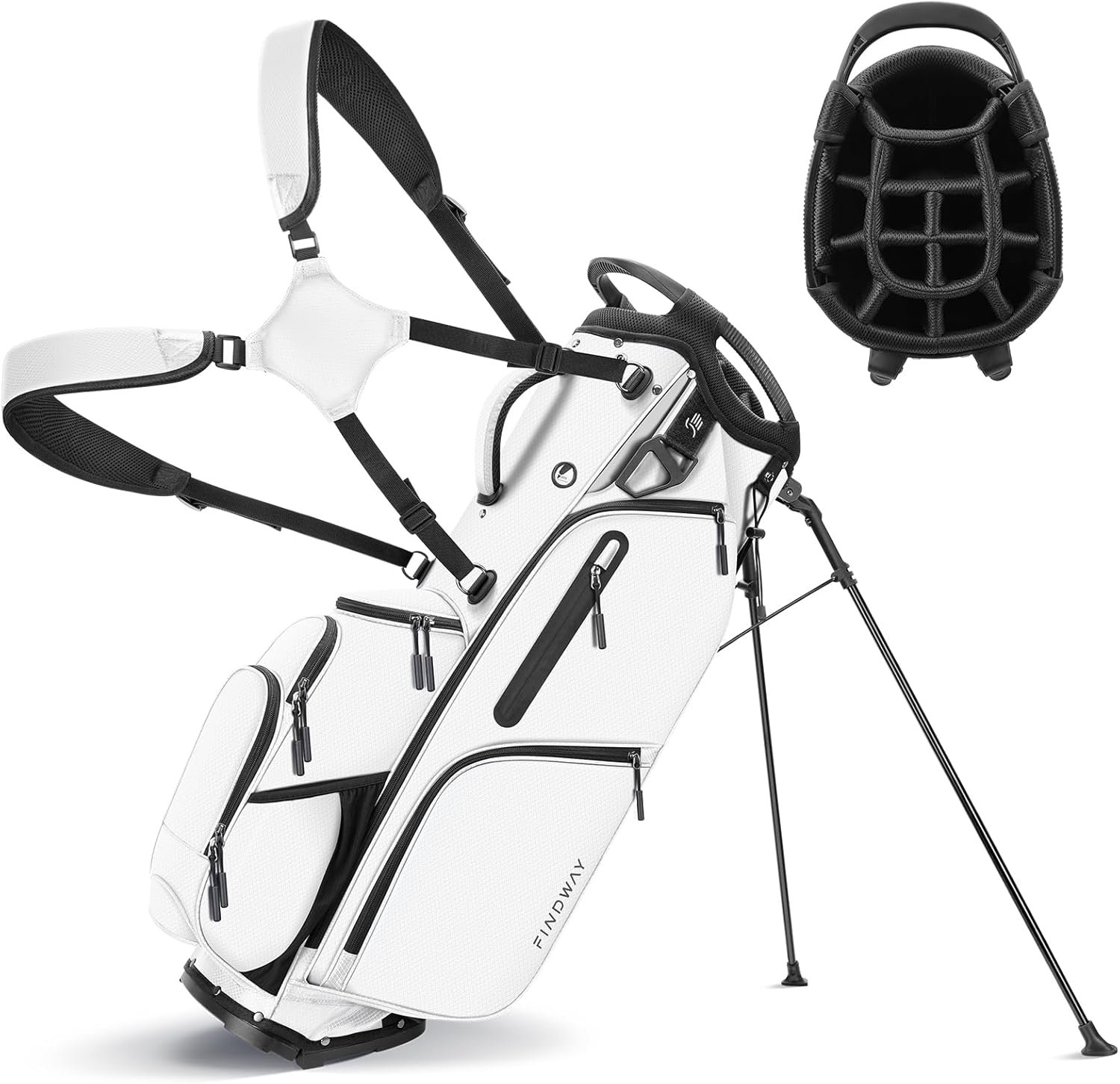 Findway 14 Way Golf Stand Bag [Upgrated Generous Space] Lightweight Golf Bag with Stand, Durable Golf Club Bag with Padded Dual Strap & Rain Cover for Men and Women