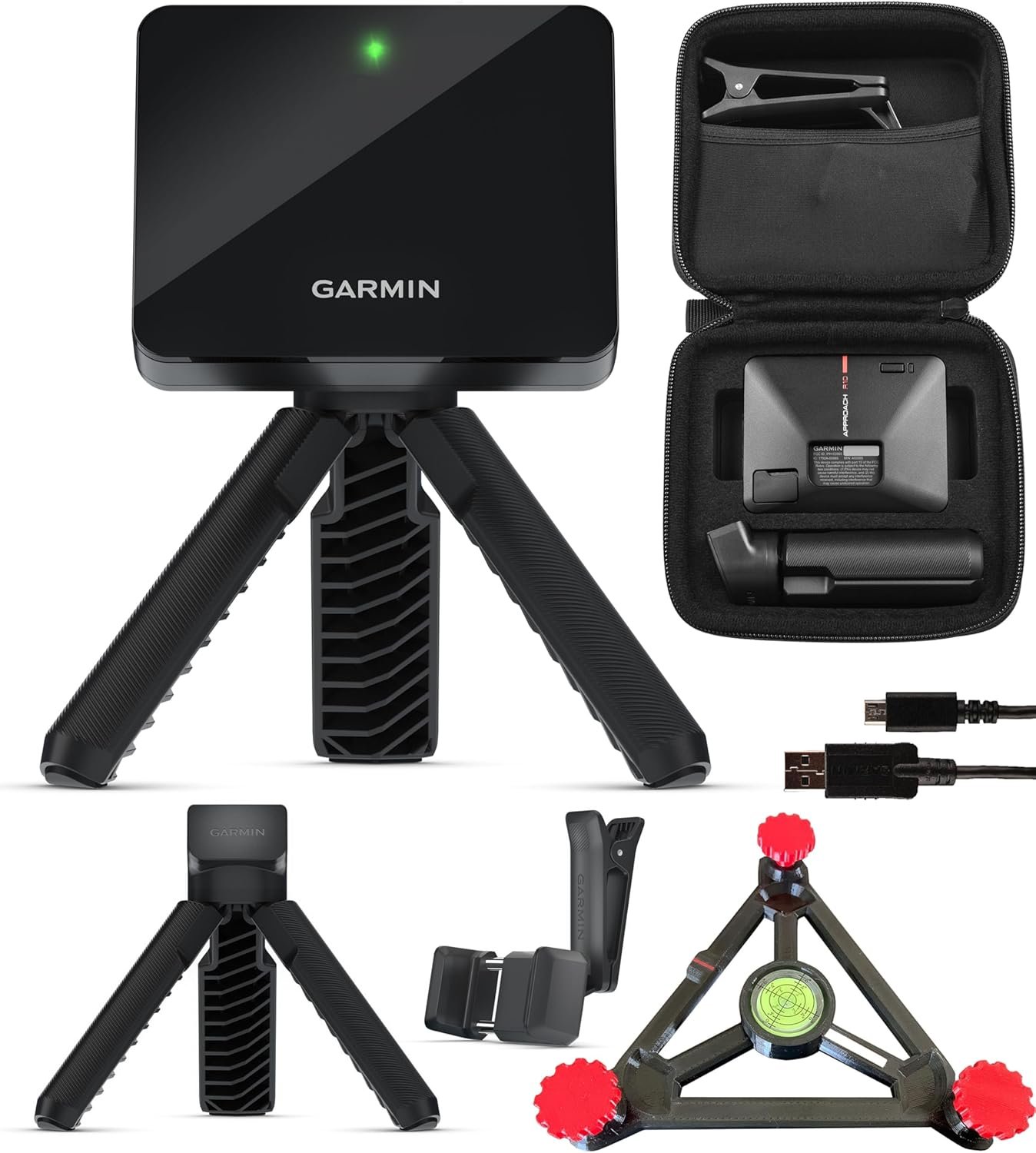 PlayBetter Garmin Approach R10 Portable Golf Launch Monitor & Simulator Bundle – Great for Home, Outdoor & Indoor, Projector Compatible, Software Accuracy Upgraded – Includes Alignment Stand