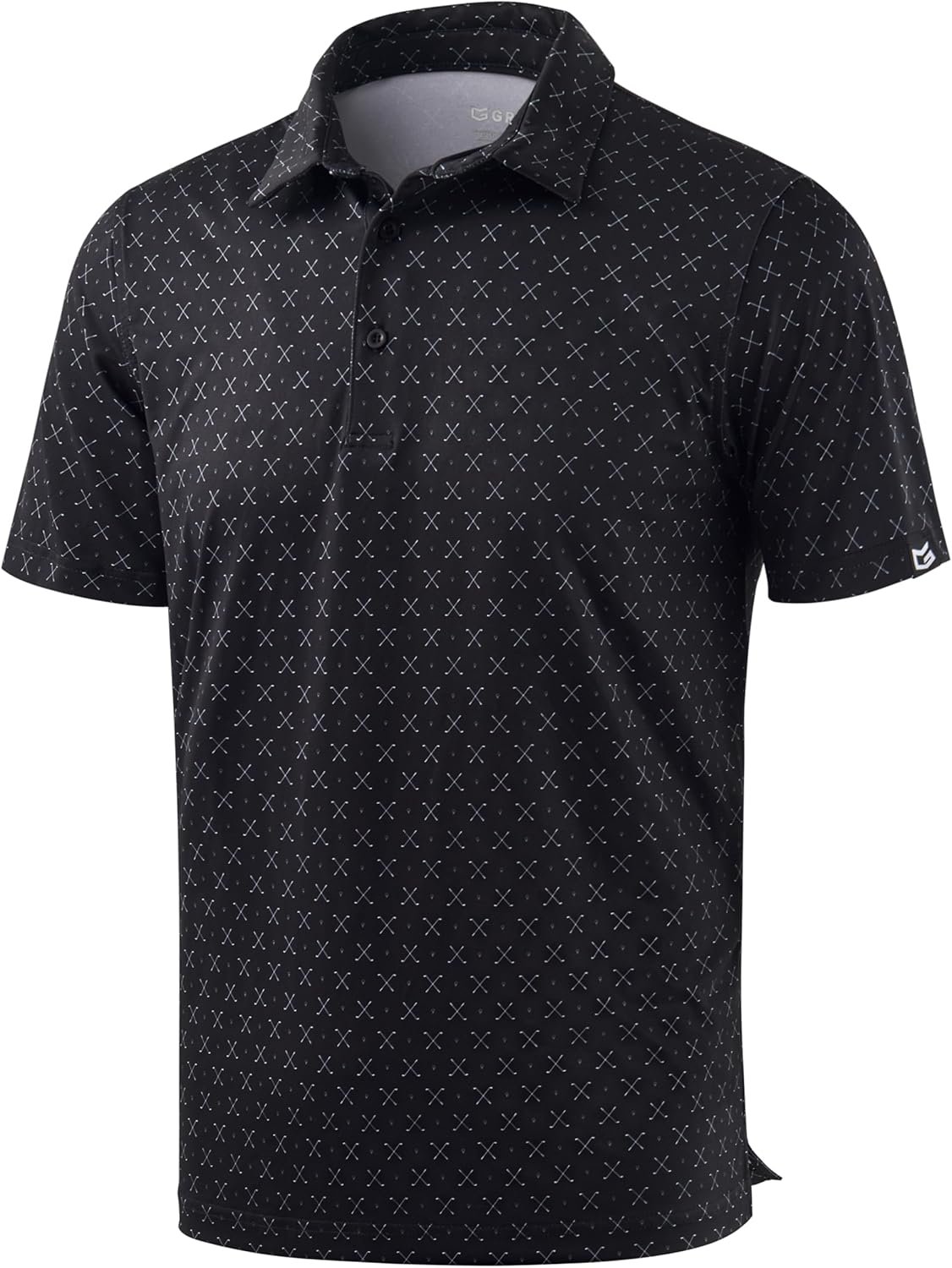 Men’s Golf Shirt Short Sleeve Dry Fit Polo Moisture Wicking Print Collared Golf Shirts for Men Casual Lightweight