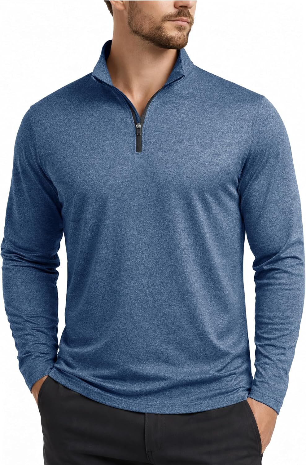 Boladeci Men’s Quarter Zip Pullover Premium Fleece Lined Heather Long Sleeve Golf Shirts Midweight 1/4 Half Zip Sweatshirts