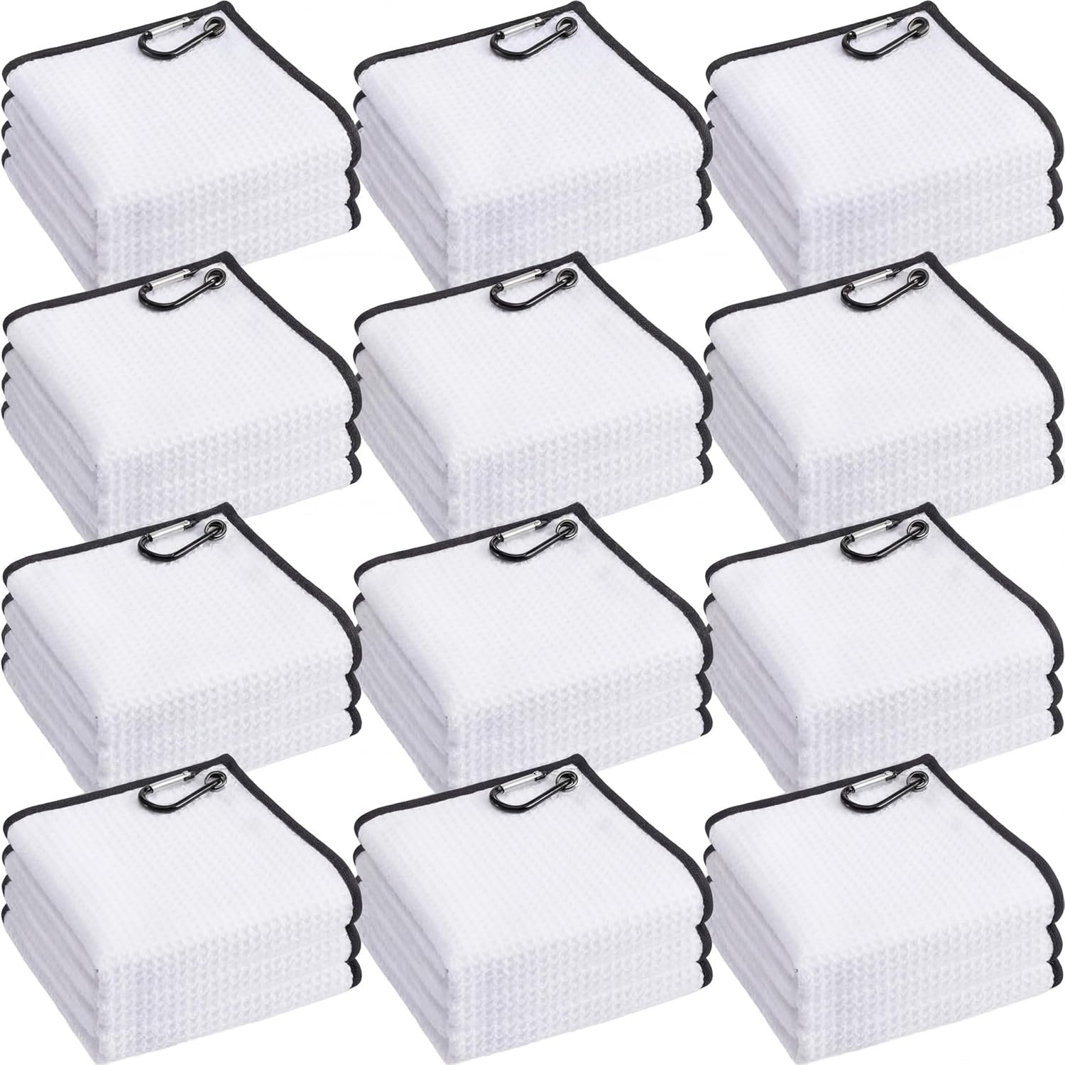 Batiyeer Golf Towel Bulk for Golf Bags 16” x 16” Microfiber Fabric Towel with Clip Waffle Pattern, Fitness, Camping, Hiking, Yoga