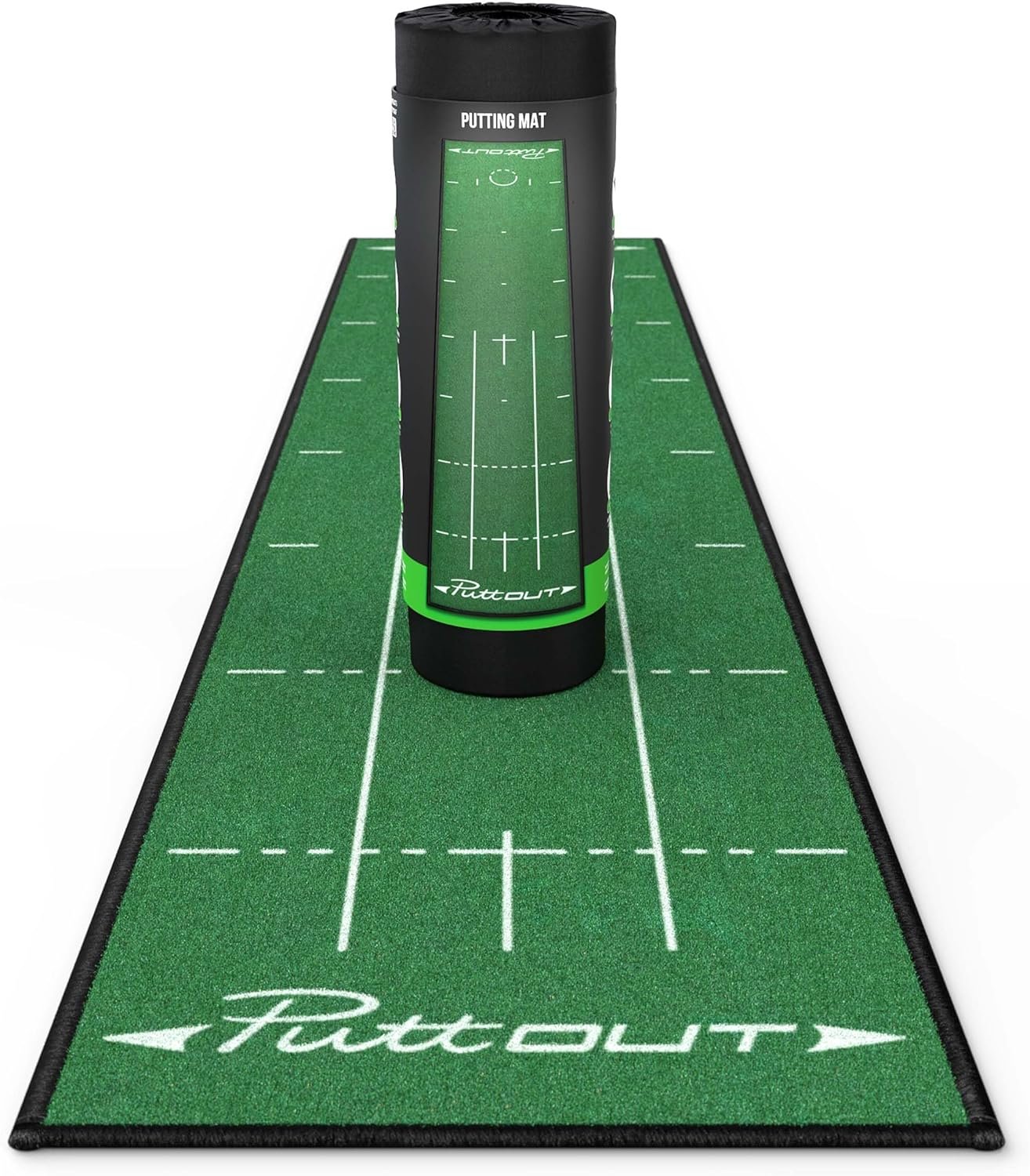 PuttOUT Medium Putting Mat – Perfect Your Golf Putting (7.9ft x 1.6ft)(Green)