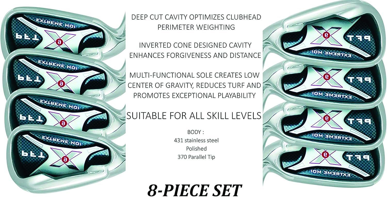 Left Handed PFT X9 Extreme MOI Iron Set Complete 8-Piece Men’s Iron Set (4-SW) Steel Shaft Regular Flex R Flex Club