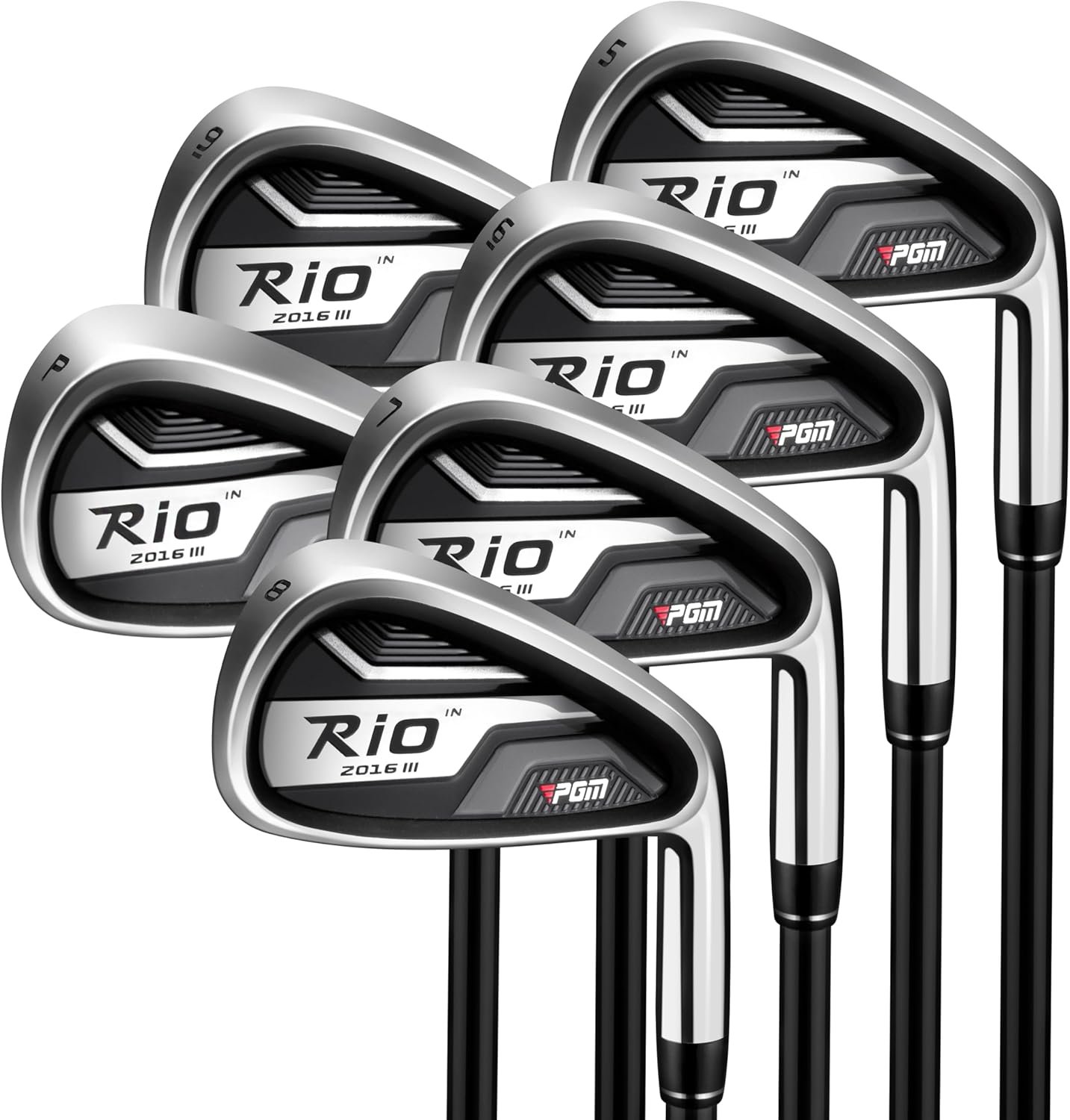 PGM Rio 2016 III Men’s Golf Irons Set 5-6-7-8-9-PW Right Handed Cast Cavity Back Golf Clubs – Graptlite Shaft – Enhanced Distance Maximum Forgiveness – Game Improvement Irons for Golfers