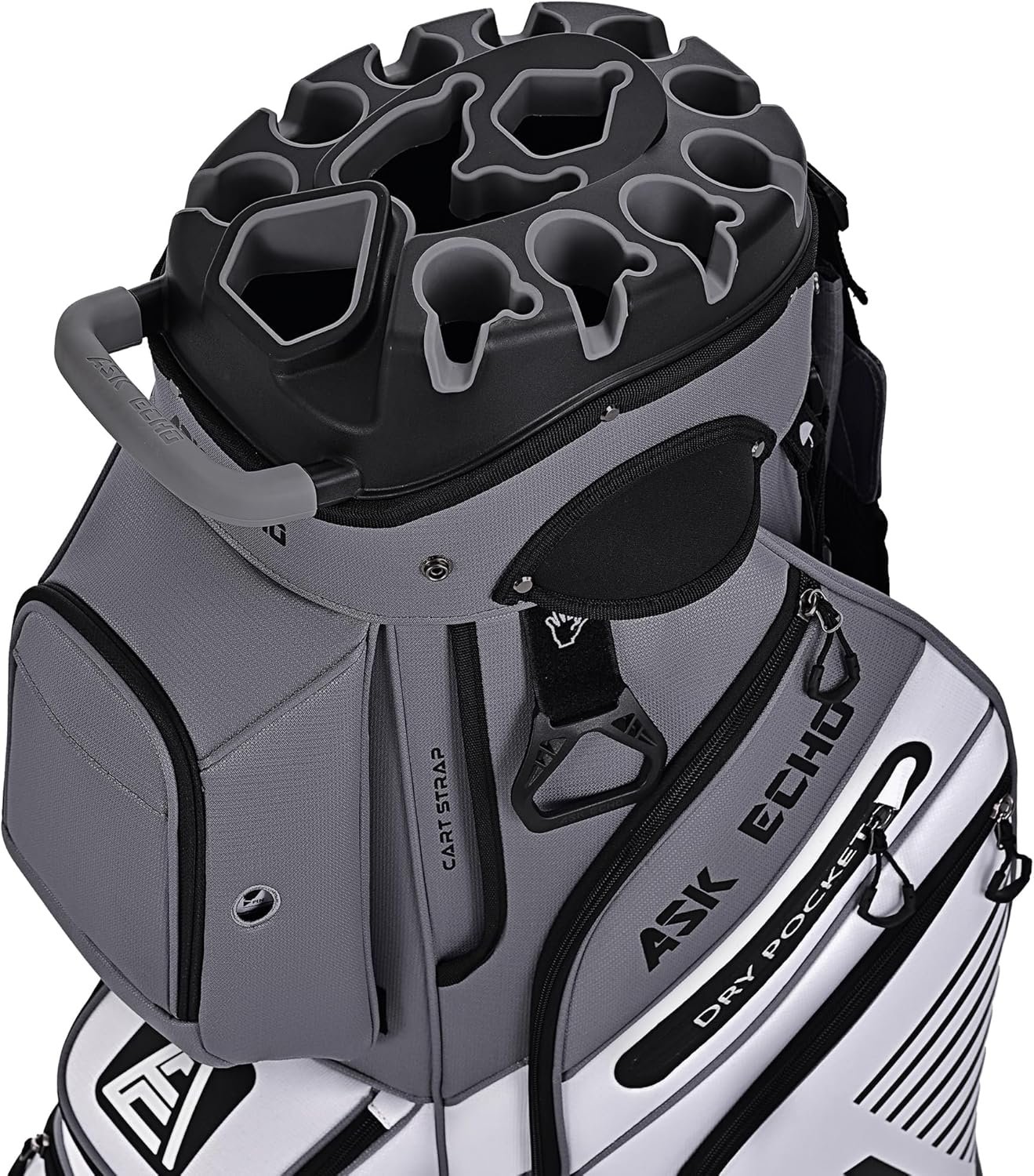 ASK ECHO T-Lock Golf Cart Bag with 14 Way Organizer Divider Top, Premium Cart Bag with Handles and Rain Cover for Men