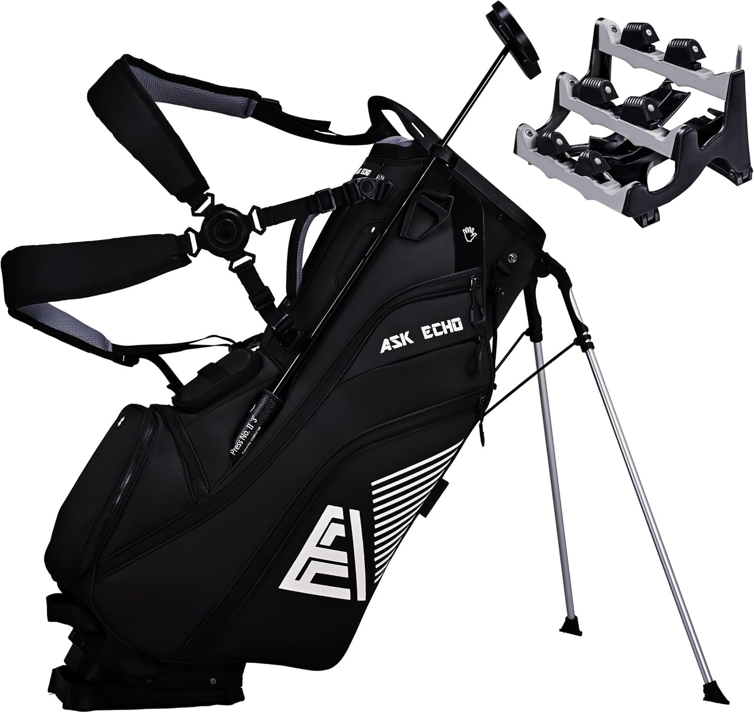 ASK ECHO Golf ST-14 Hybrid Stand Bag with 14 Way Full Length Dividers & Quick Putter Clip