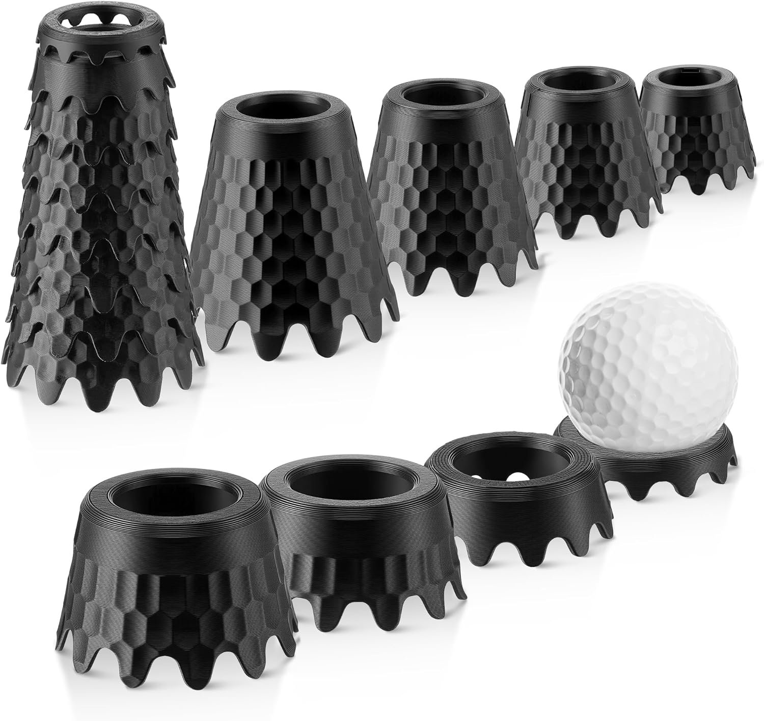 8 Pack ‌Simulator Golf Tees, TPU Unbreakable Material, Height from 1/4″ to 2″, Suitable for Indoor, Outdoor, Winter, Golf Mats, Turf and Driving Range
