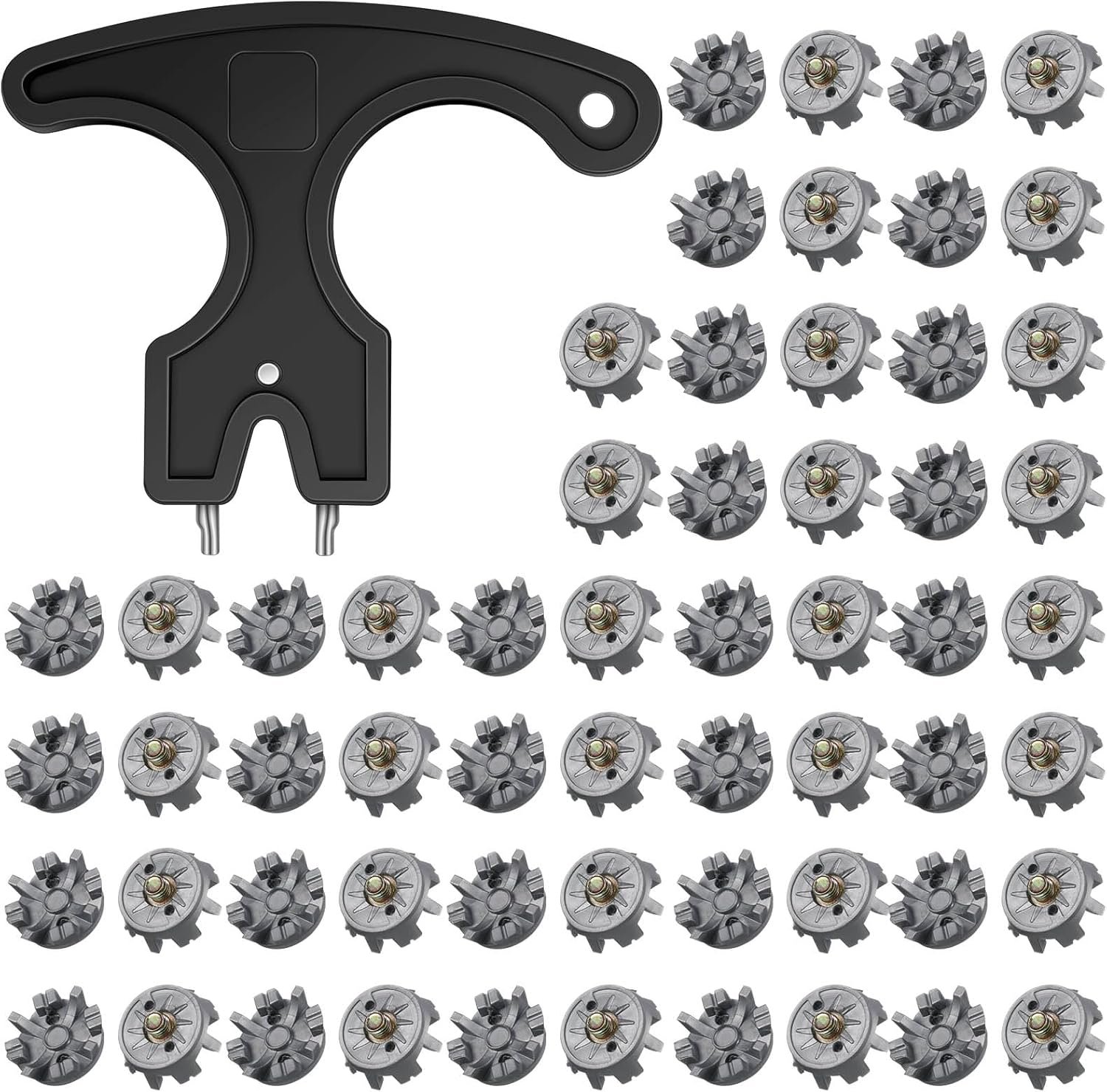 Cozypower 51 Pcs Golf Cleats Set 50 Golf Shoe Spikes Replacements with 1 Cleats Spanner Metal Thread Screw 6 mm Dia for Cricket Shoe Player