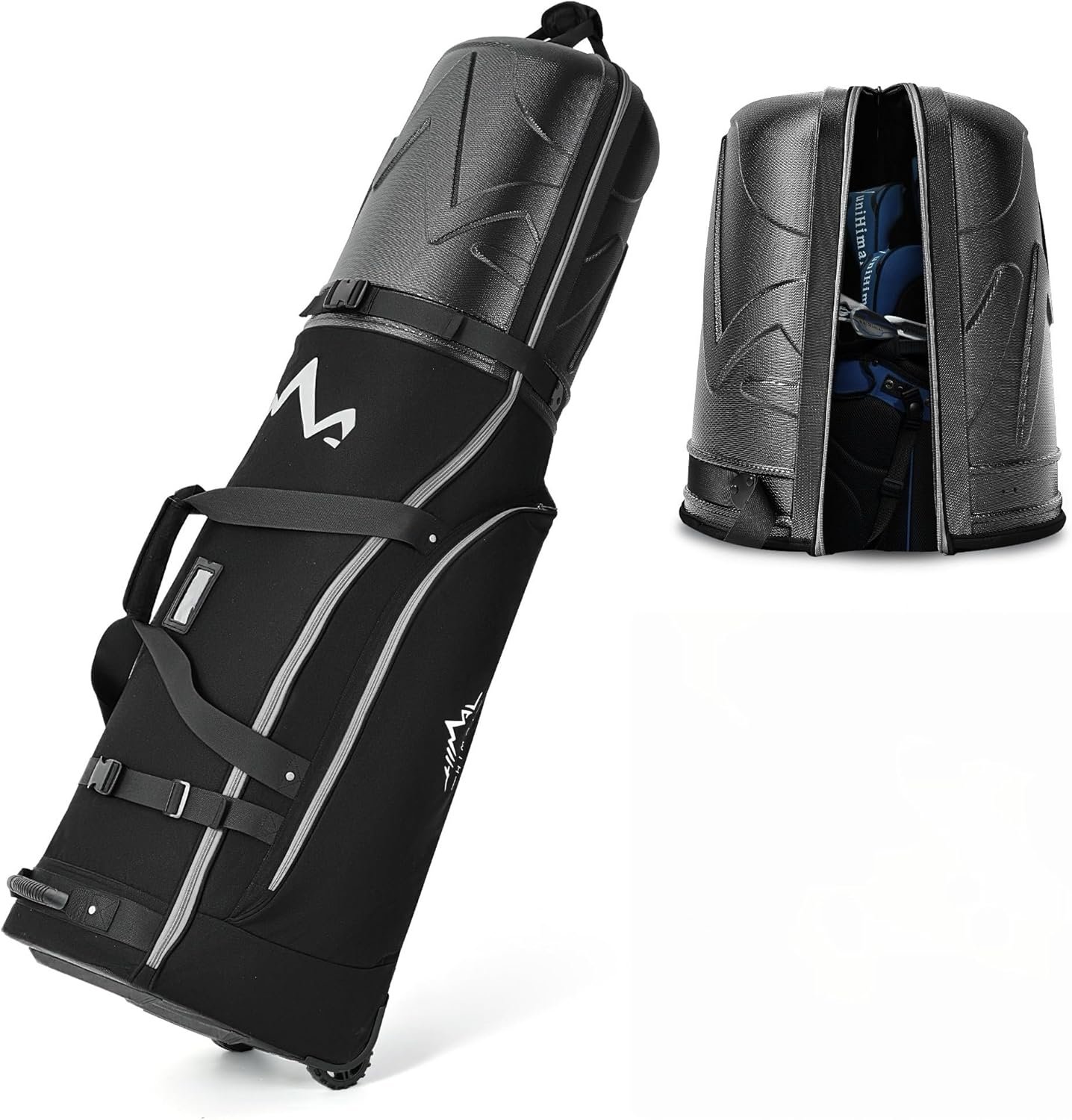 uniHimal Golf Travel Bag for Airlines with Wheels, PC Hard Case Top Golf Club Travel Bag with 1680D Fabric, Shield Your Clubs with Lightweight Durability