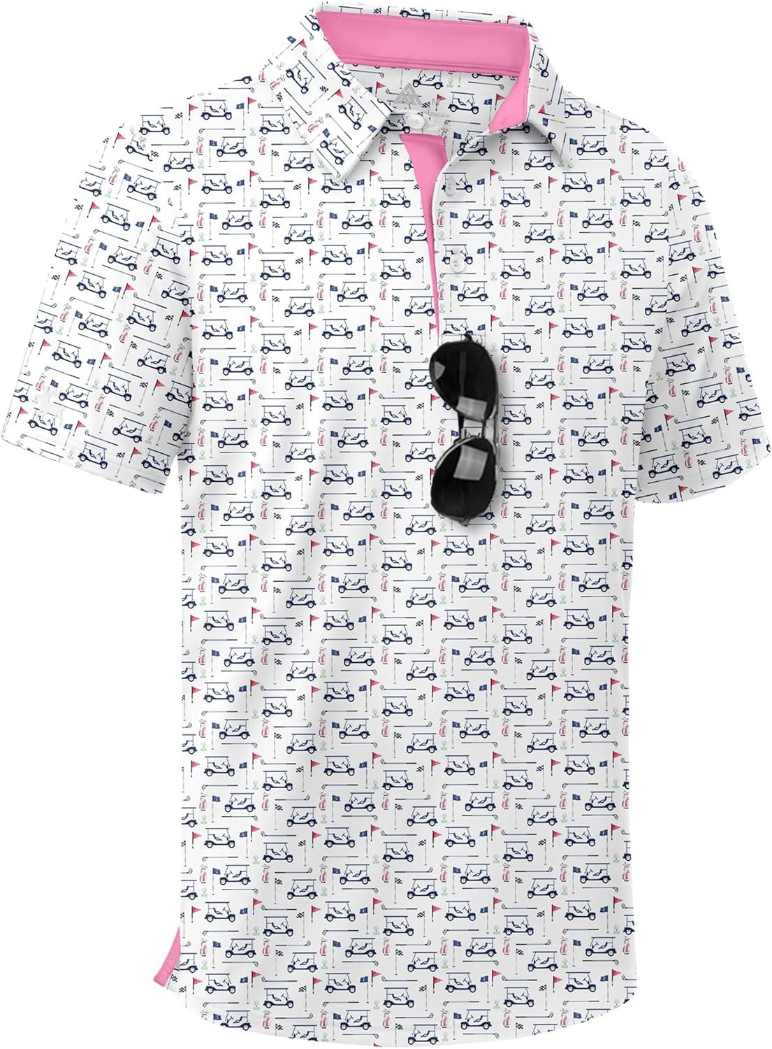 ZITY Boys Golf Polo Shirts Short Sleeve UPF 50+ Print Pattern Shirts for Youth Kids Funny School Uniform Collared T-Shirt