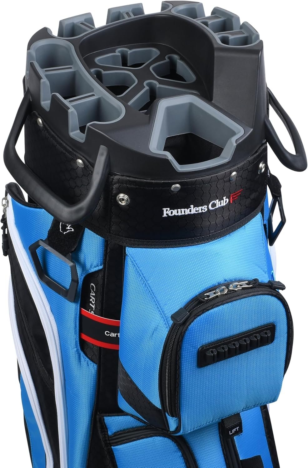 Founders Club 4th Generation Tour Series Club Lock Organizer Golf Cart Bag for Men with 14 Way Anti Rattle Divider Top- Free Snap On Rain Hood-Full Length Dividers