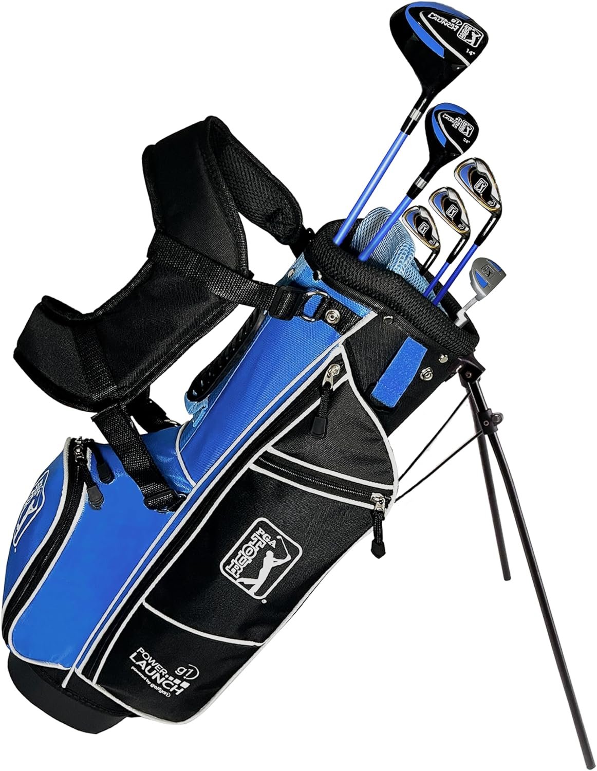 PGA Tour Youth Golf Club Set for Ages 8-12 & 12+ (4’8”–5’10”), Right and Left-Handed Kids Golf Sets – Beginner Junior Golf Clubs with Lightweight Stand Bag, Mallet Putter, Hybrid, Driver