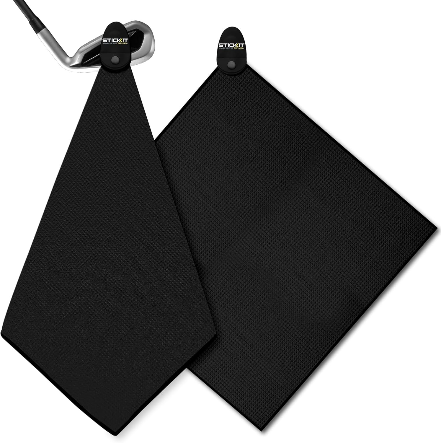 STICKIT Magnetic Golf Towel – Ultra-Absorbent Waffle Weave Microfiber & Removable Magnet – Golf Towel with Magnet for Bags, Clubs & Carts – Removes Dirt, Grass, & Debris from Club Face – 29” x 29”