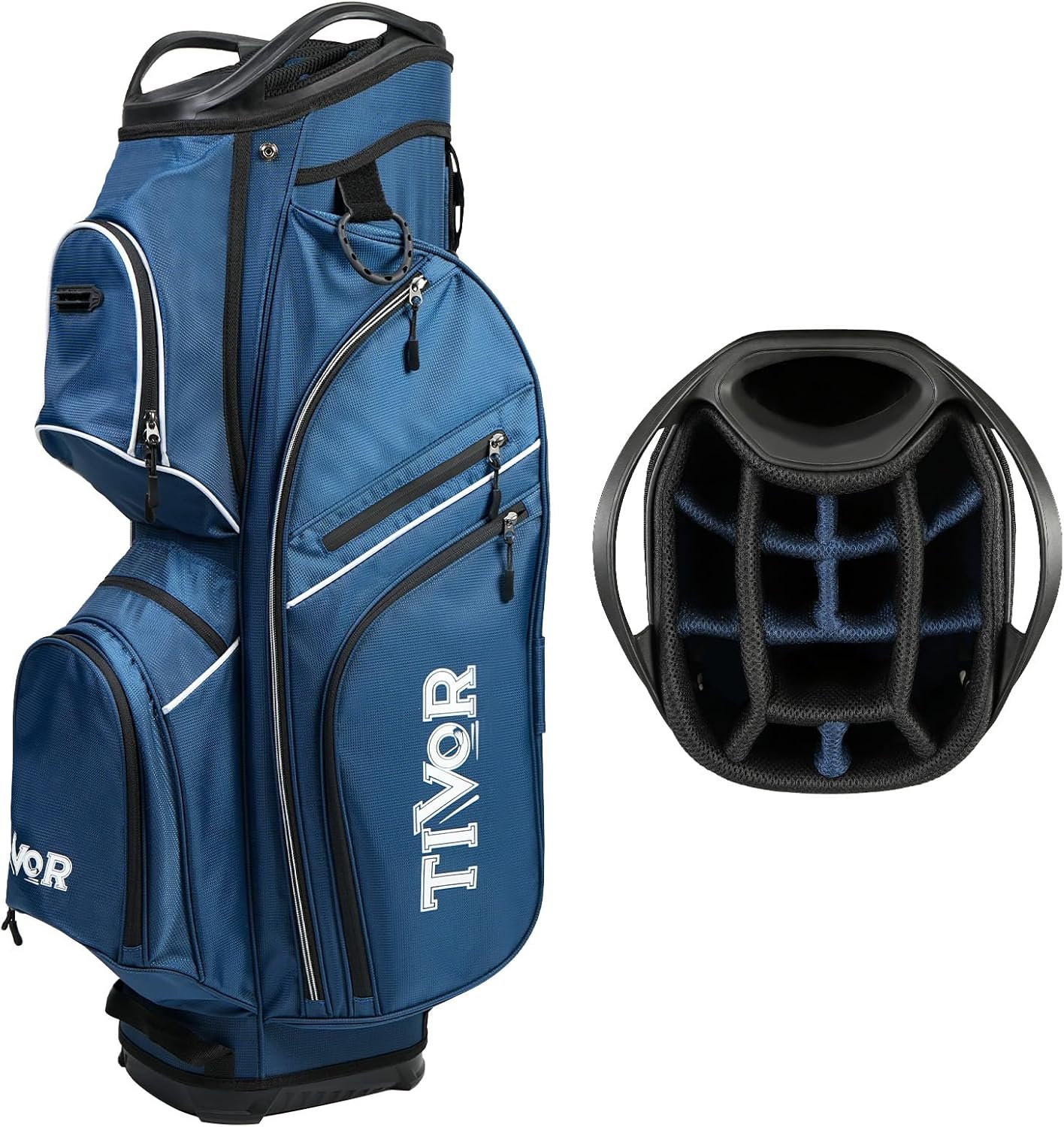 TIVOR 2026 Golf Cart Bag – 14-Way Full-Length Dividers, 9 Pockets, Easy-Access Handle & Ergonomic Straps | Perfect for Cart & Walking, Includes Rain Cover