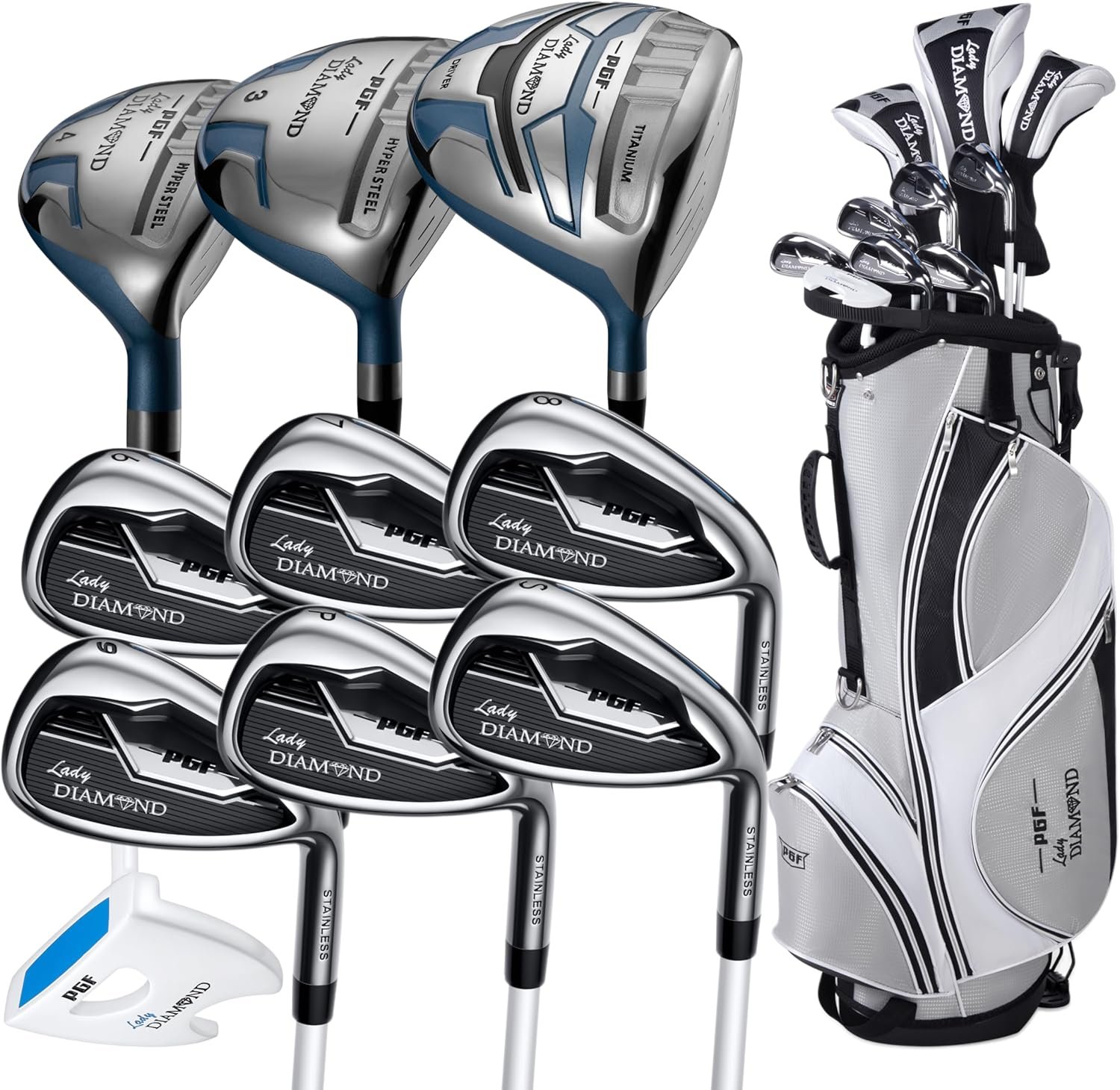 PGF Lady Diamond S5 Women’s Complete Golf Club Set [14-Pieces]
