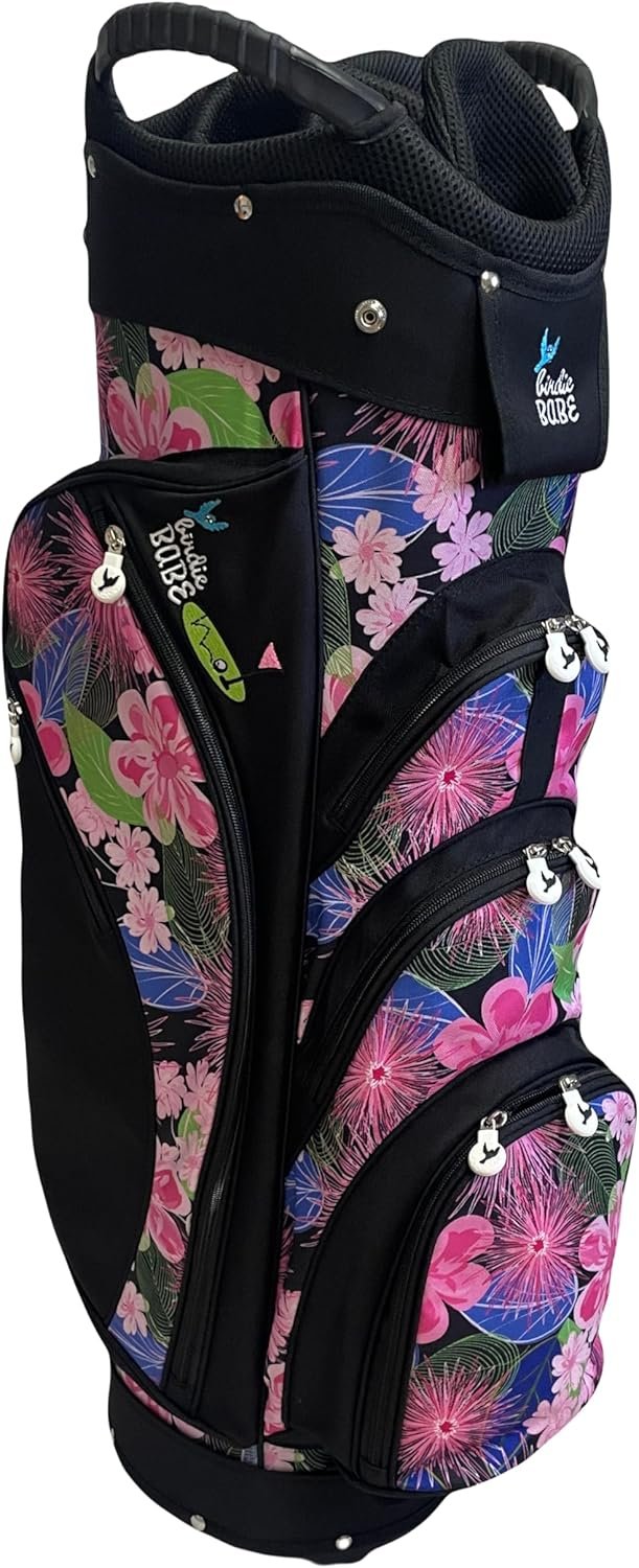 Birdie Babe Womens Pink Flower Power Golf Cart Bag with 14 Dividers