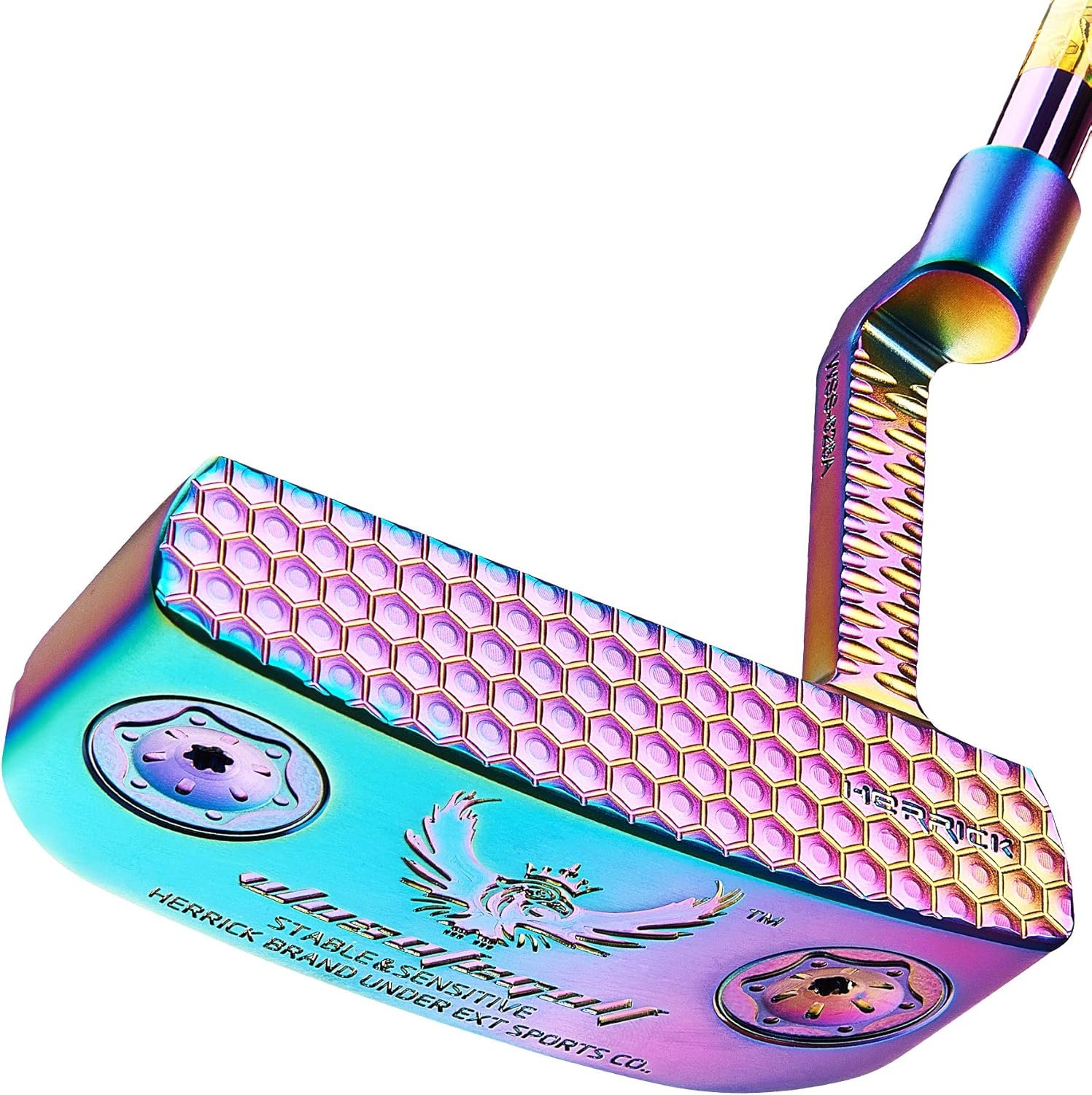 Wosofe Forged Golf Putter for Men Right Hand, CNC Milled 1020 Carbon Steel Mallet, Low Center of Gravity for Better Distance Control, 33/34/35 Inch with PU Grip & Headcover (Rainbow/White)