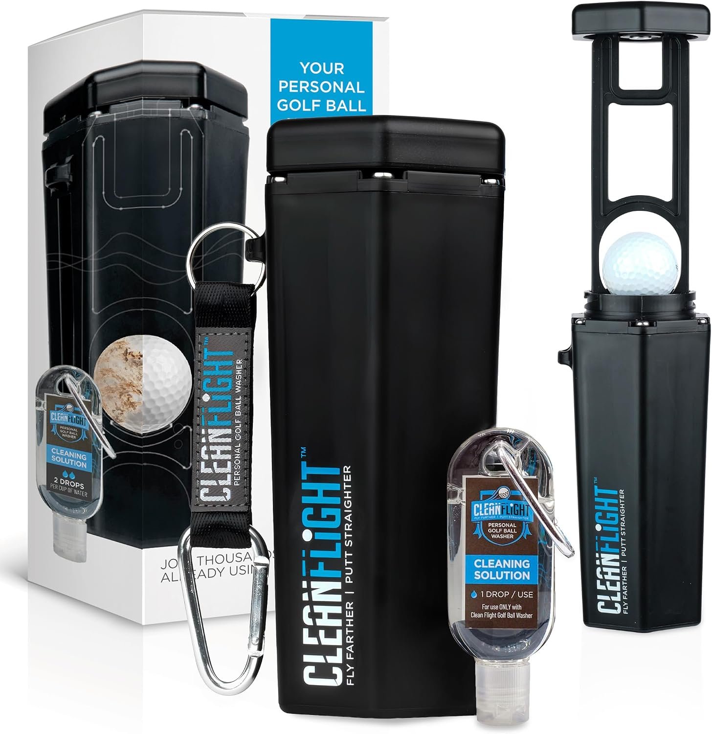Premium Golf Ball Washer – Portable Cleaner for Golf Bag or Cart – Best Golf Accessories Gifts for Men & Women